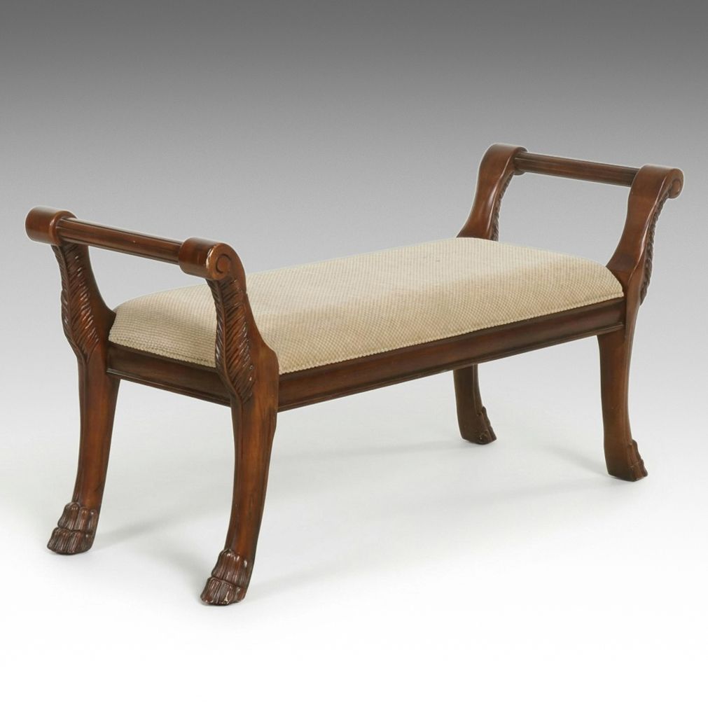 Bernhardt Furniture Neoclassical Style Mahogany Upholstered Bench