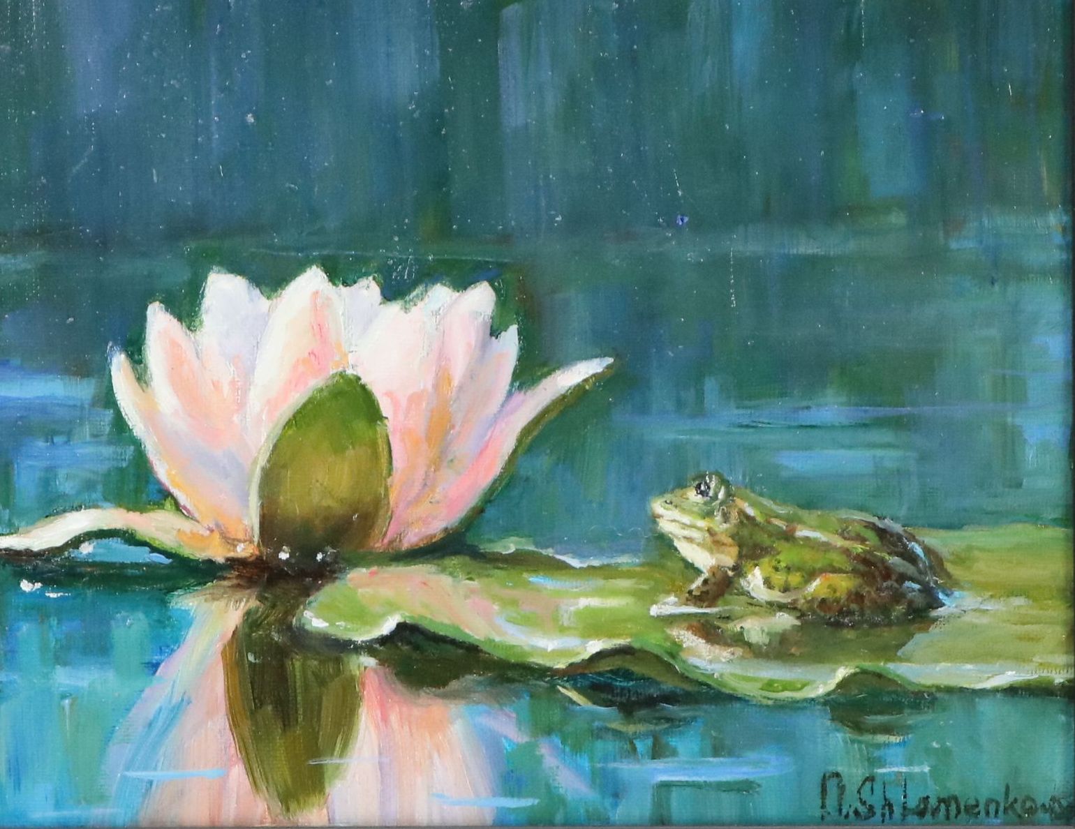 Nataliya Shlomenko Oil Painting "The Lily and the Frog," 2025