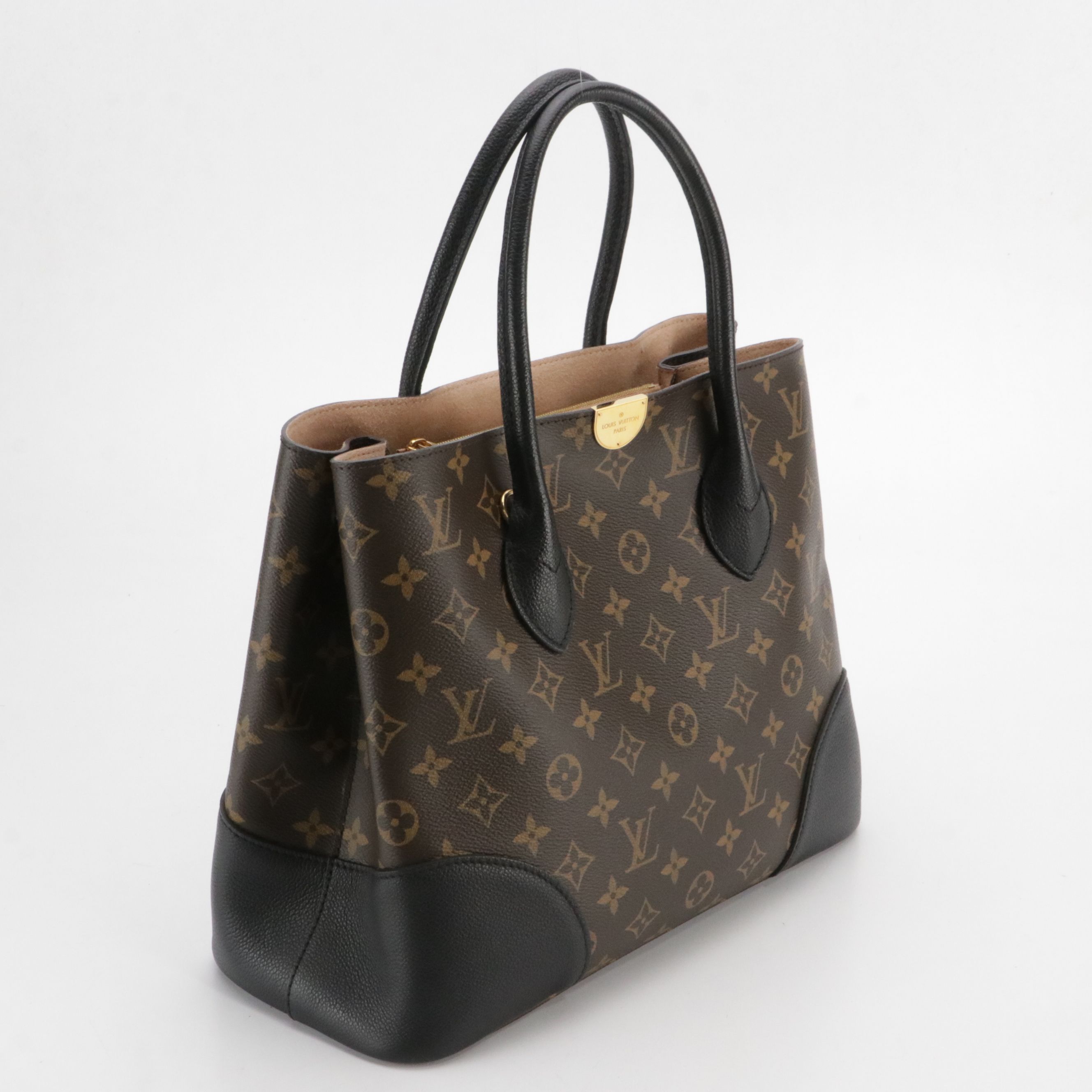 Louis Vuitton Flandrin Tote Bag in Monogram Coated Canvas and Black Leather