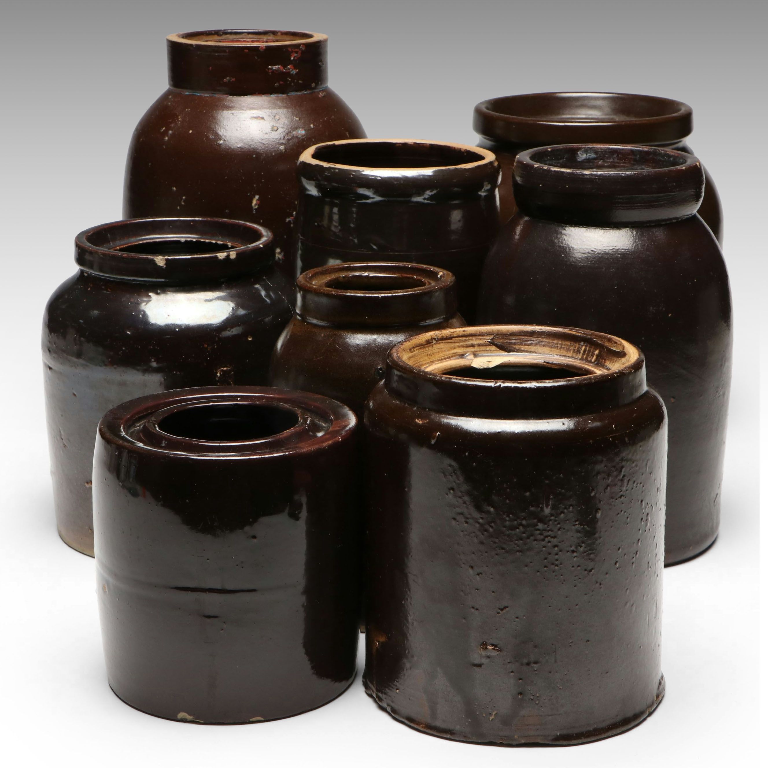 American Redware Pottery Jars, 19th Century
