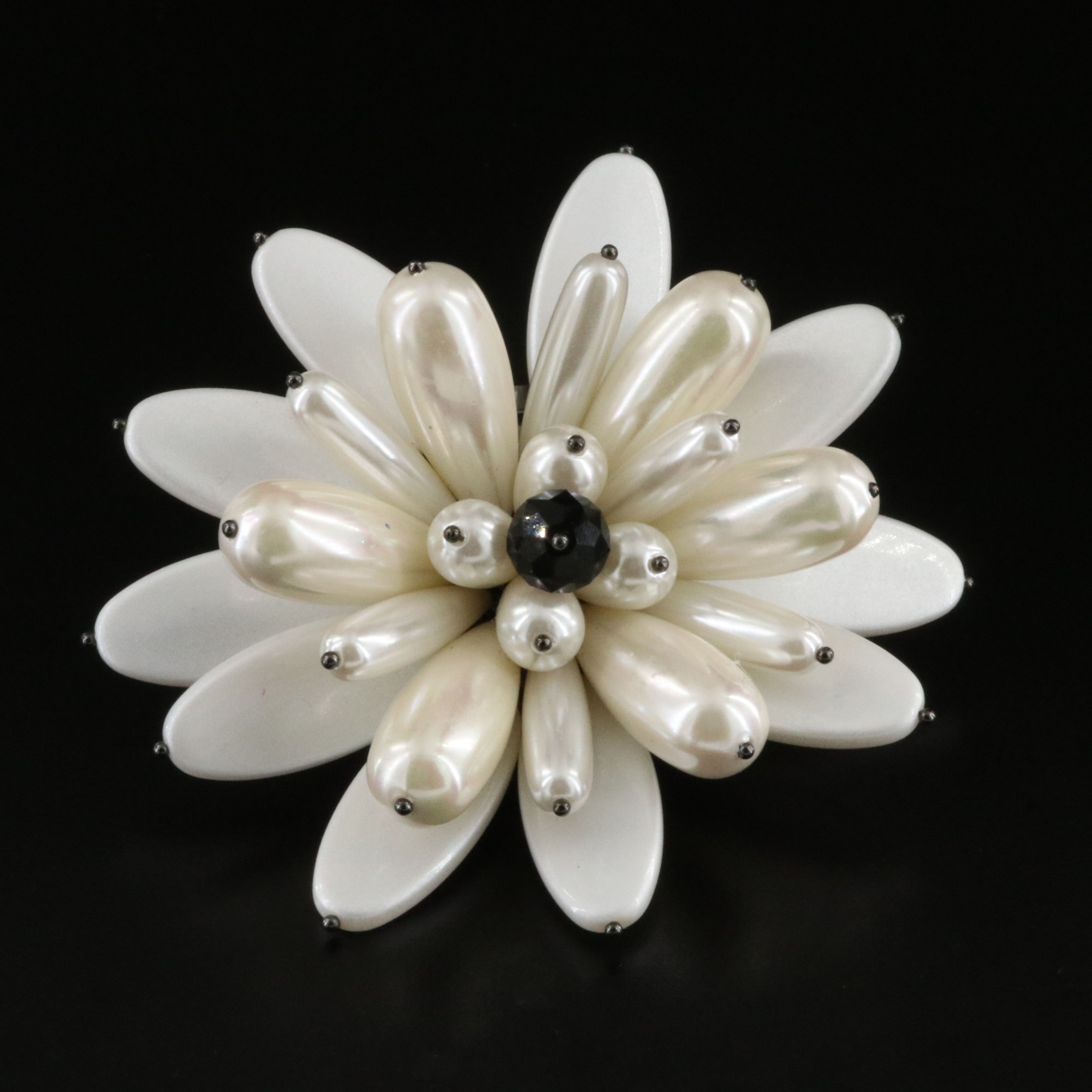 Faux Pearl Flower Brooch