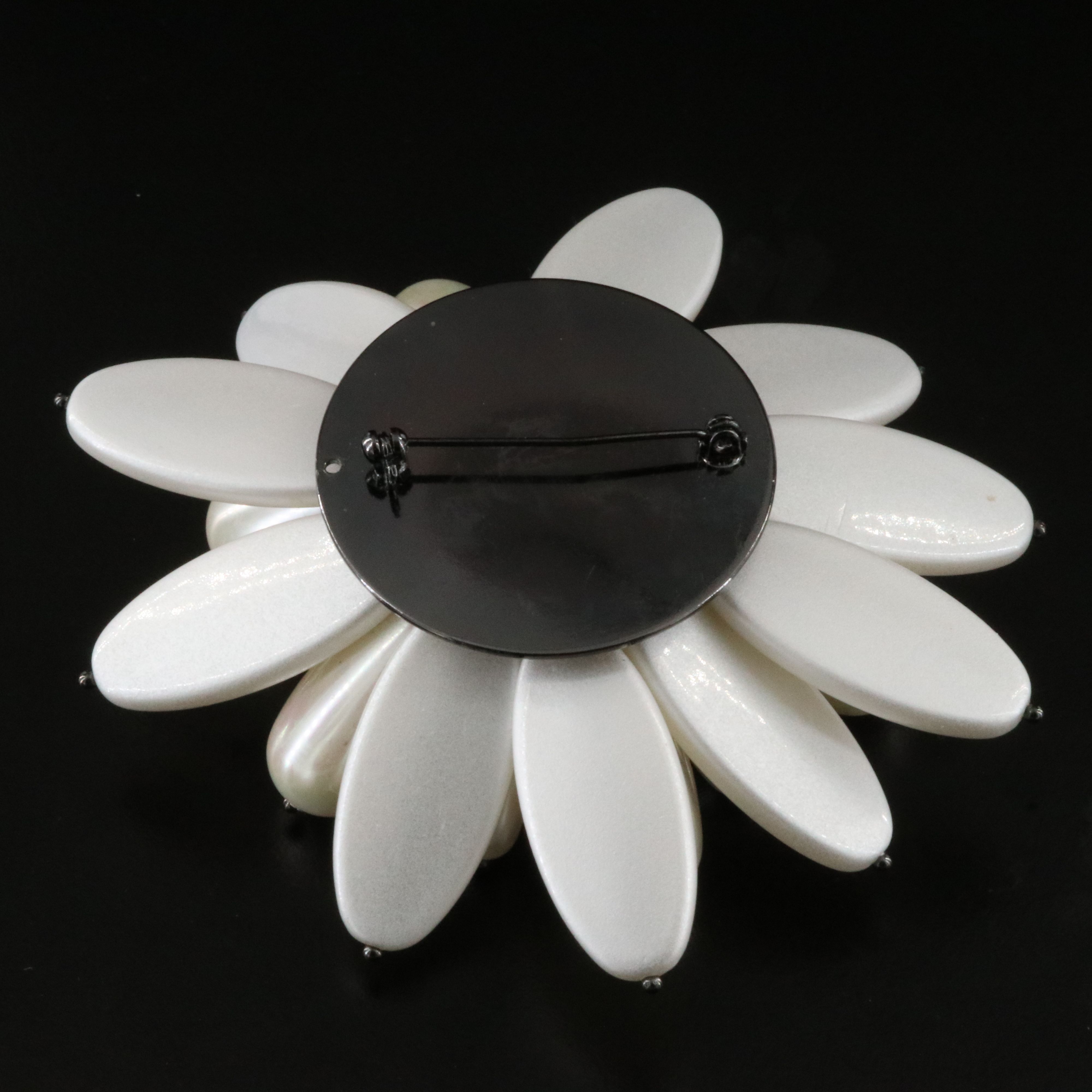 Faux Pearl Flower Brooch