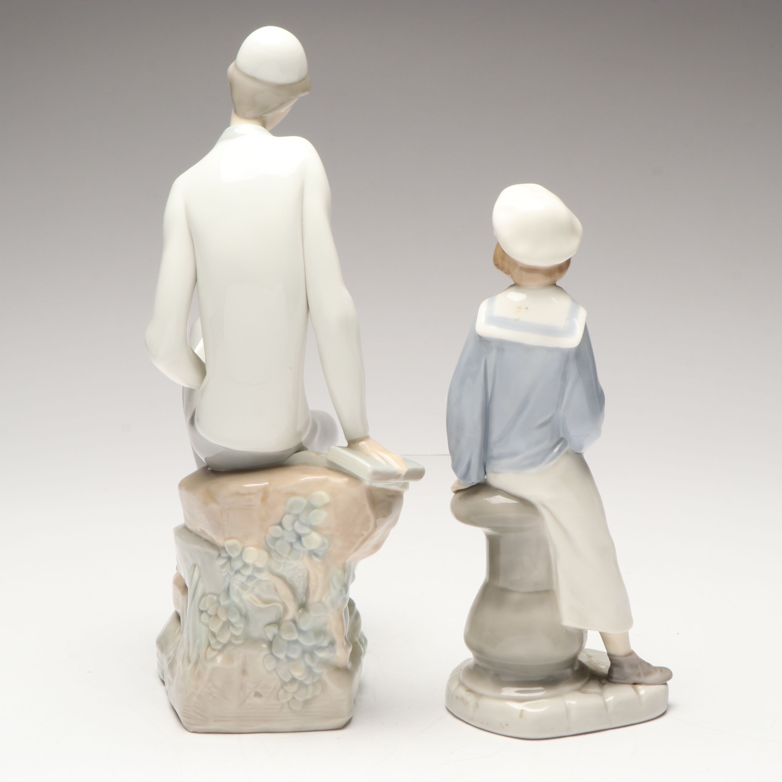 Lladró "Hebrew Student" and "Boy with Yacht" Porcelain Figurines
