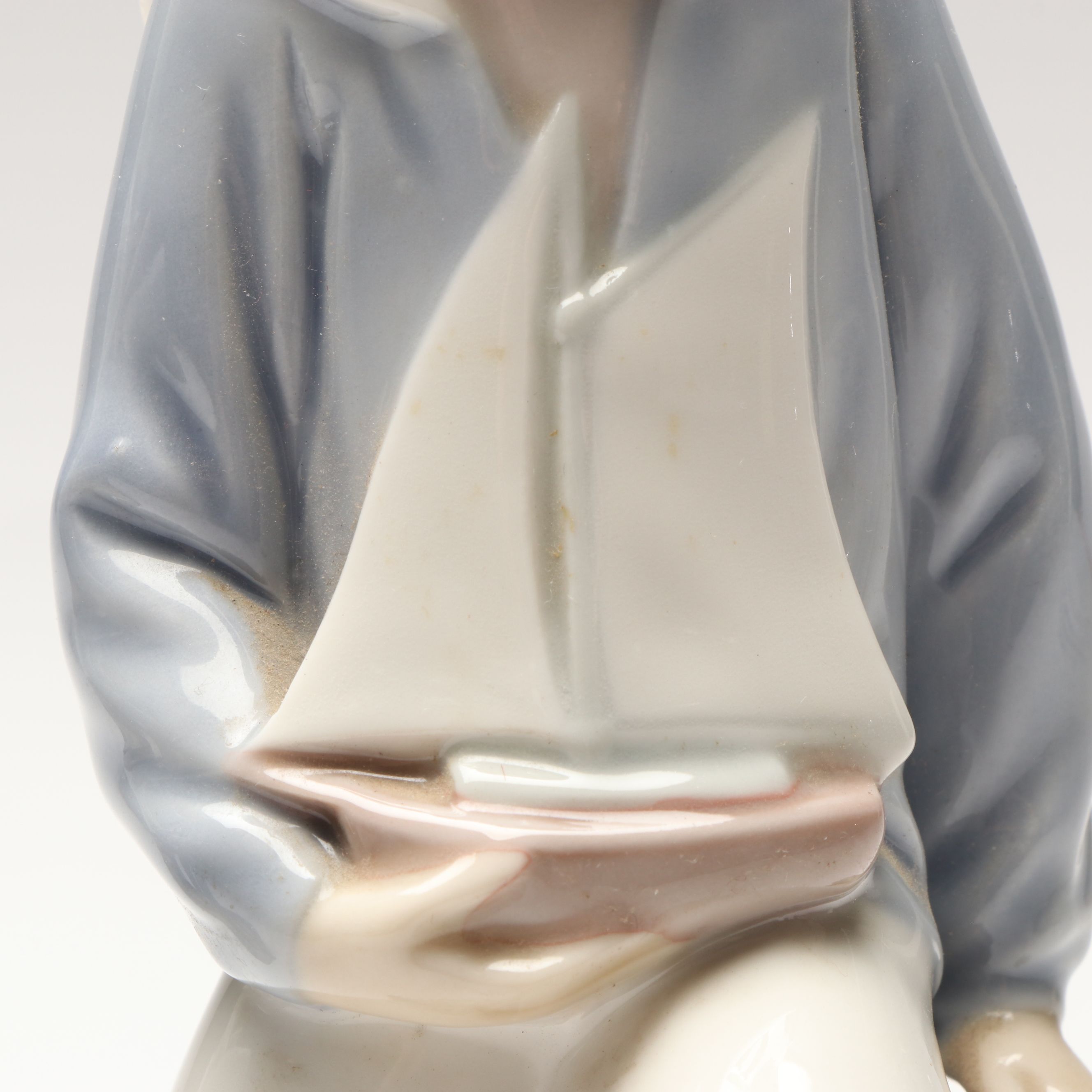 Lladró "Hebrew Student" and "Boy with Yacht" Porcelain Figurines