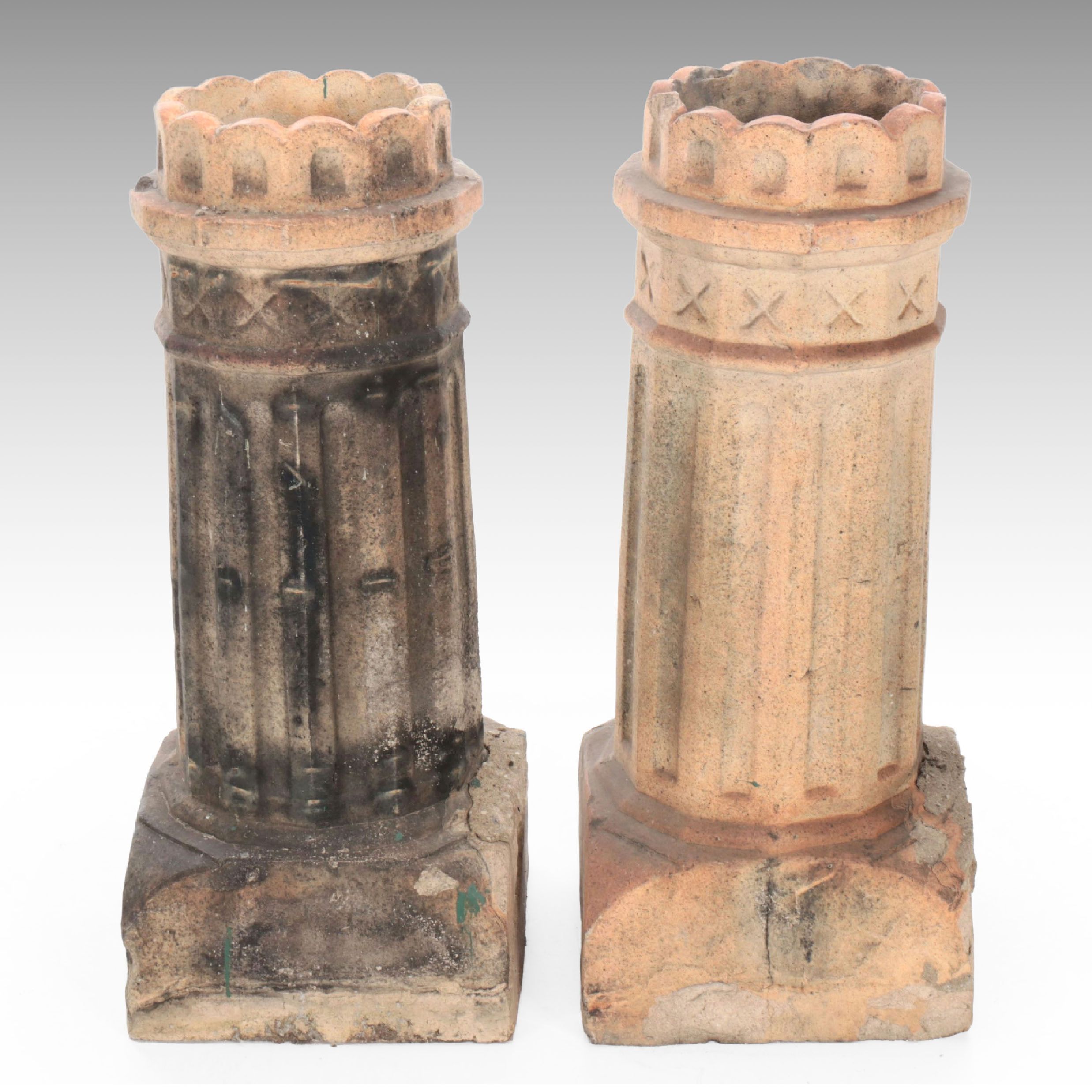 Classical Column Style Stoneware Chimney Pots, Late 19th/Early 20th Century