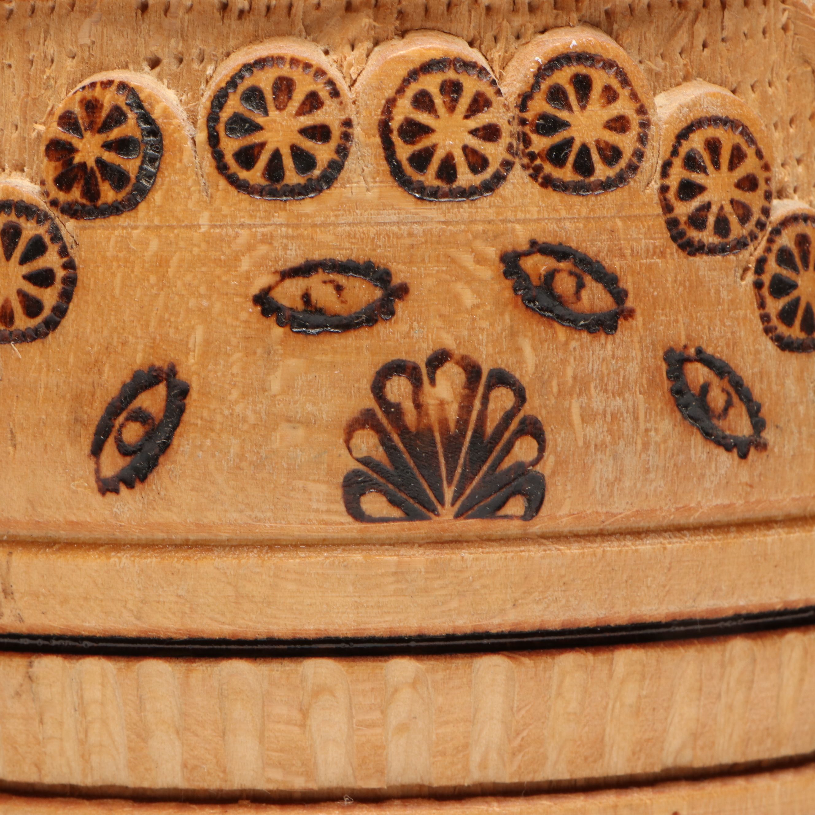Slavic Folk Art Style Turned Wood Canisters