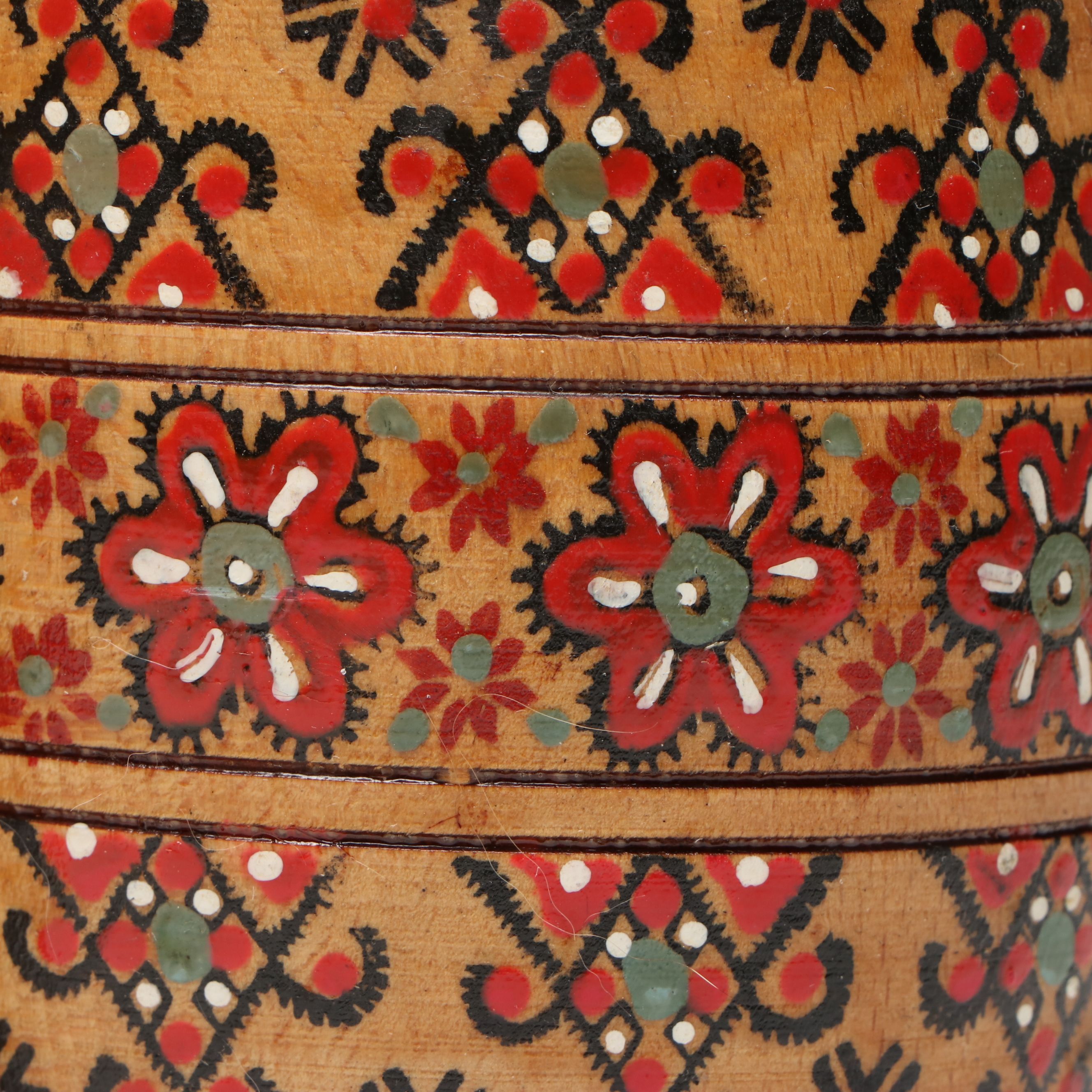 Slavic Folk Art Style Turned Wood Canisters