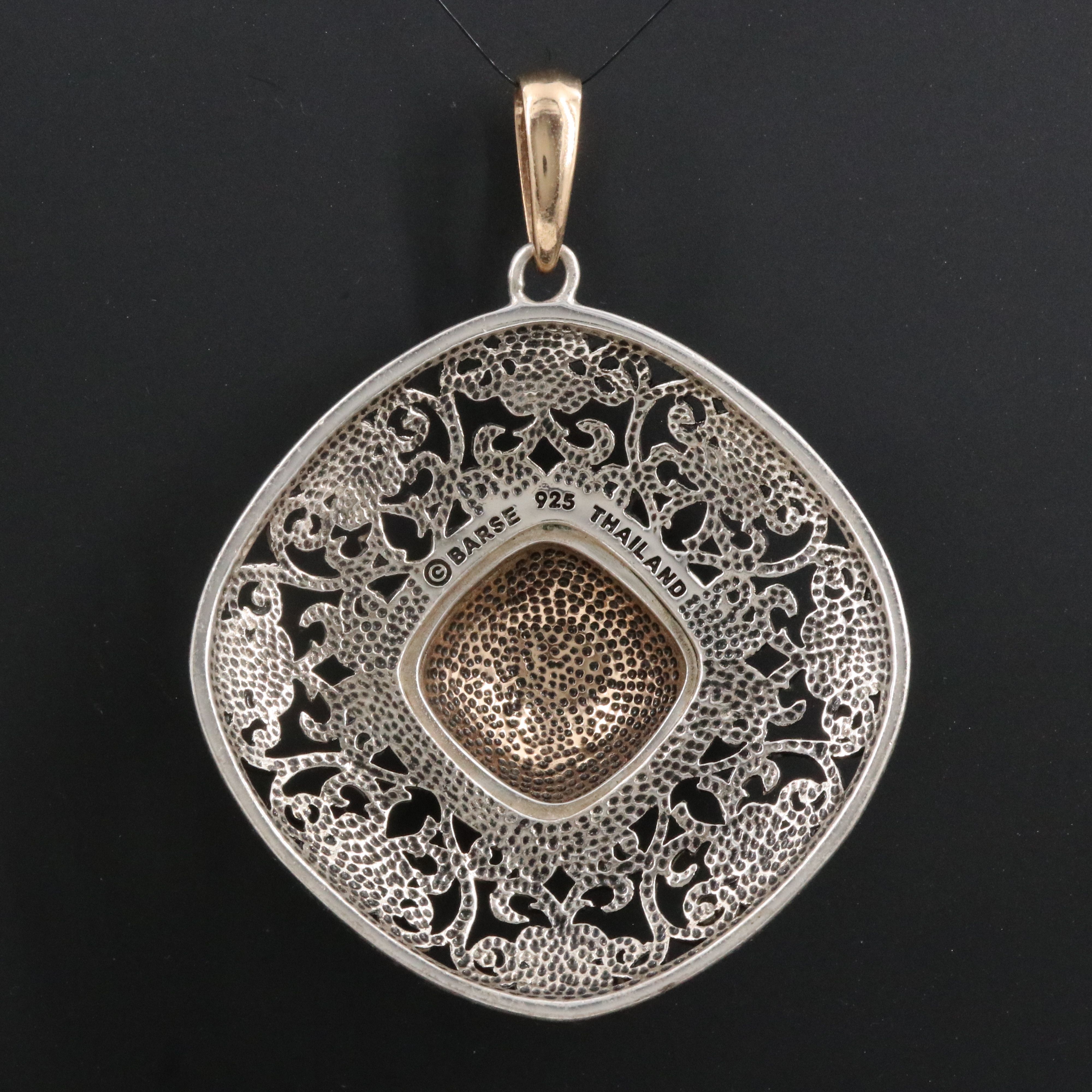 Barse Sterling Two-Tone Floral and Scrollwork Pendant