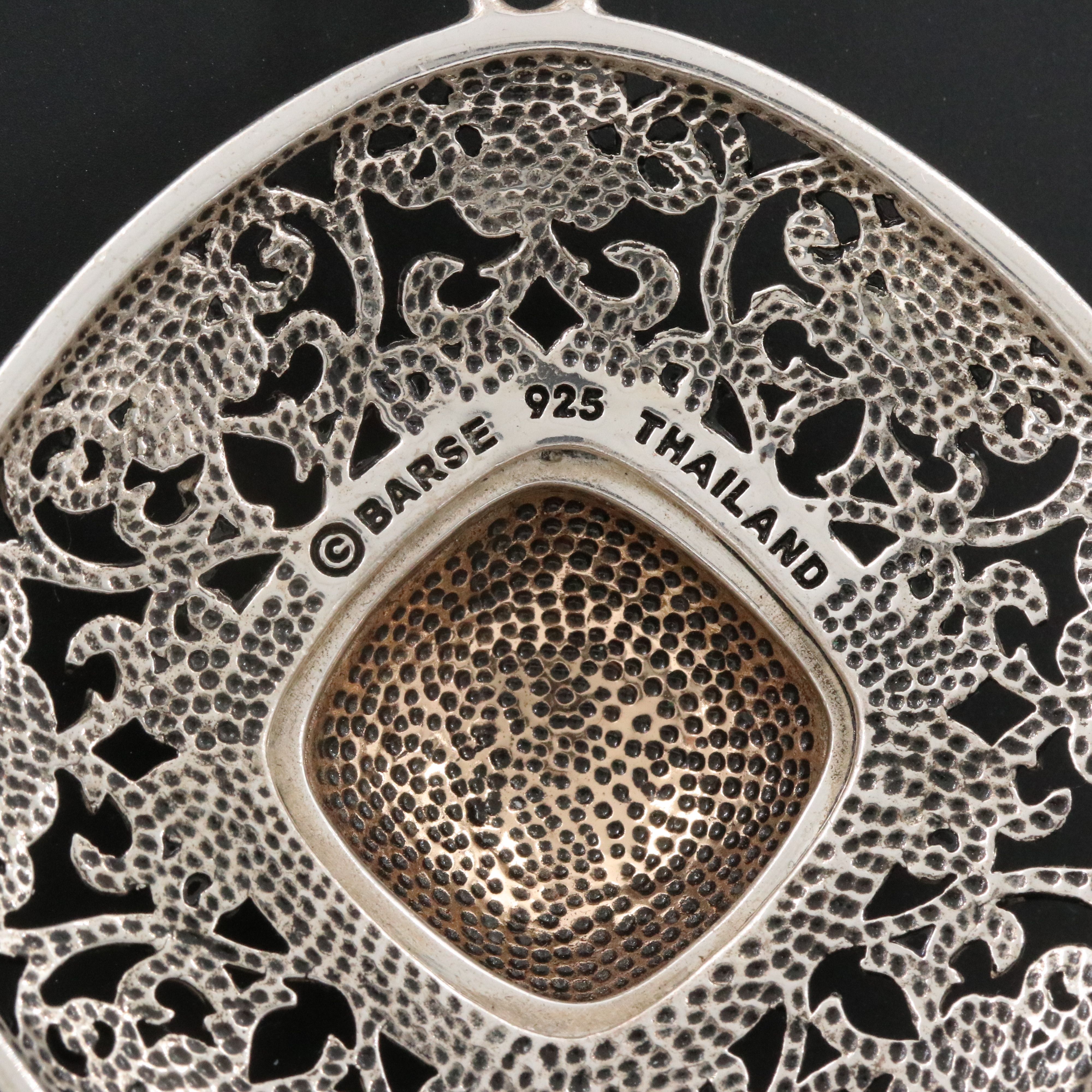 Barse Sterling Two-Tone Floral and Scrollwork Pendant