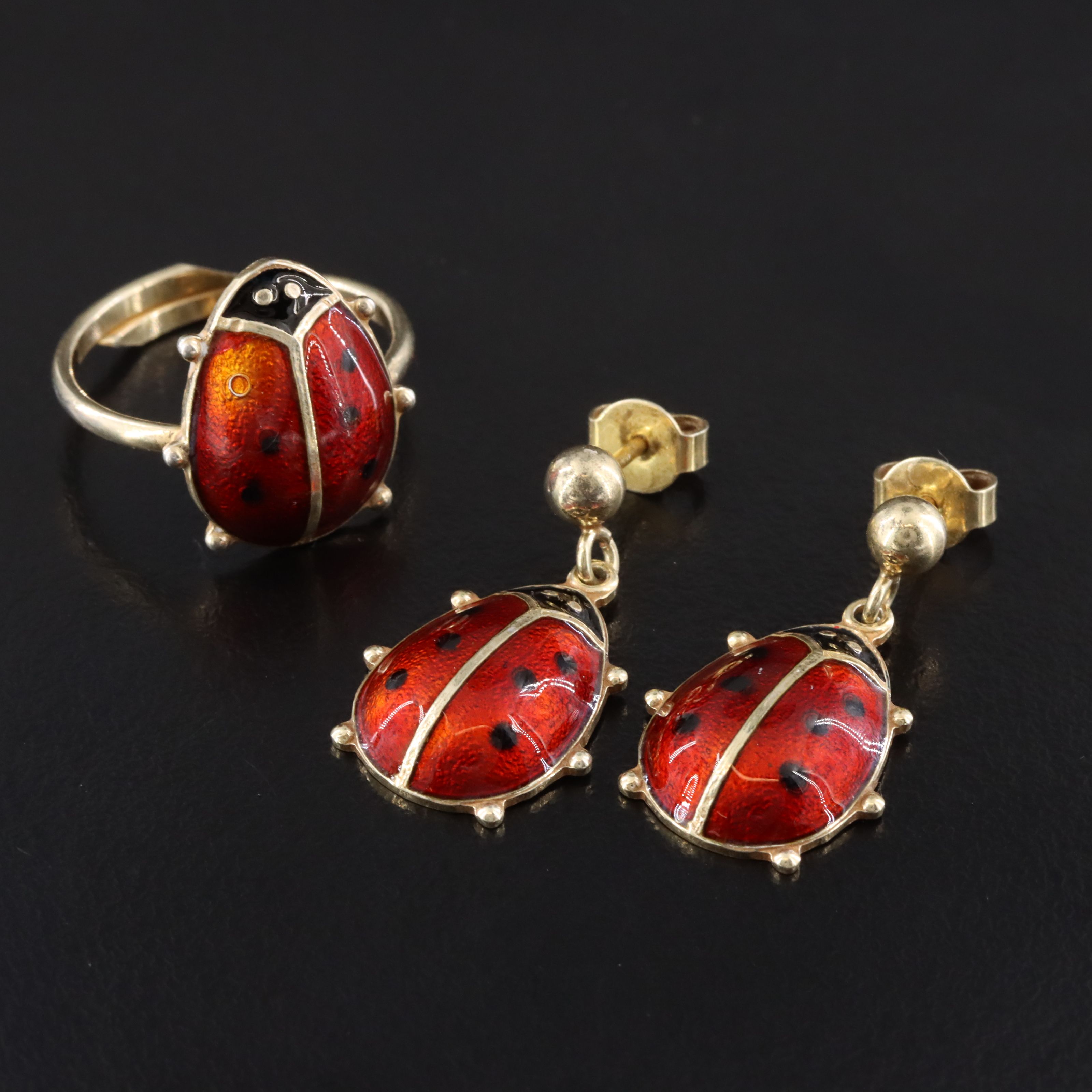 David Andersen Sterling Lady Bug Set and Butterfly Featuring Willie Winnaess