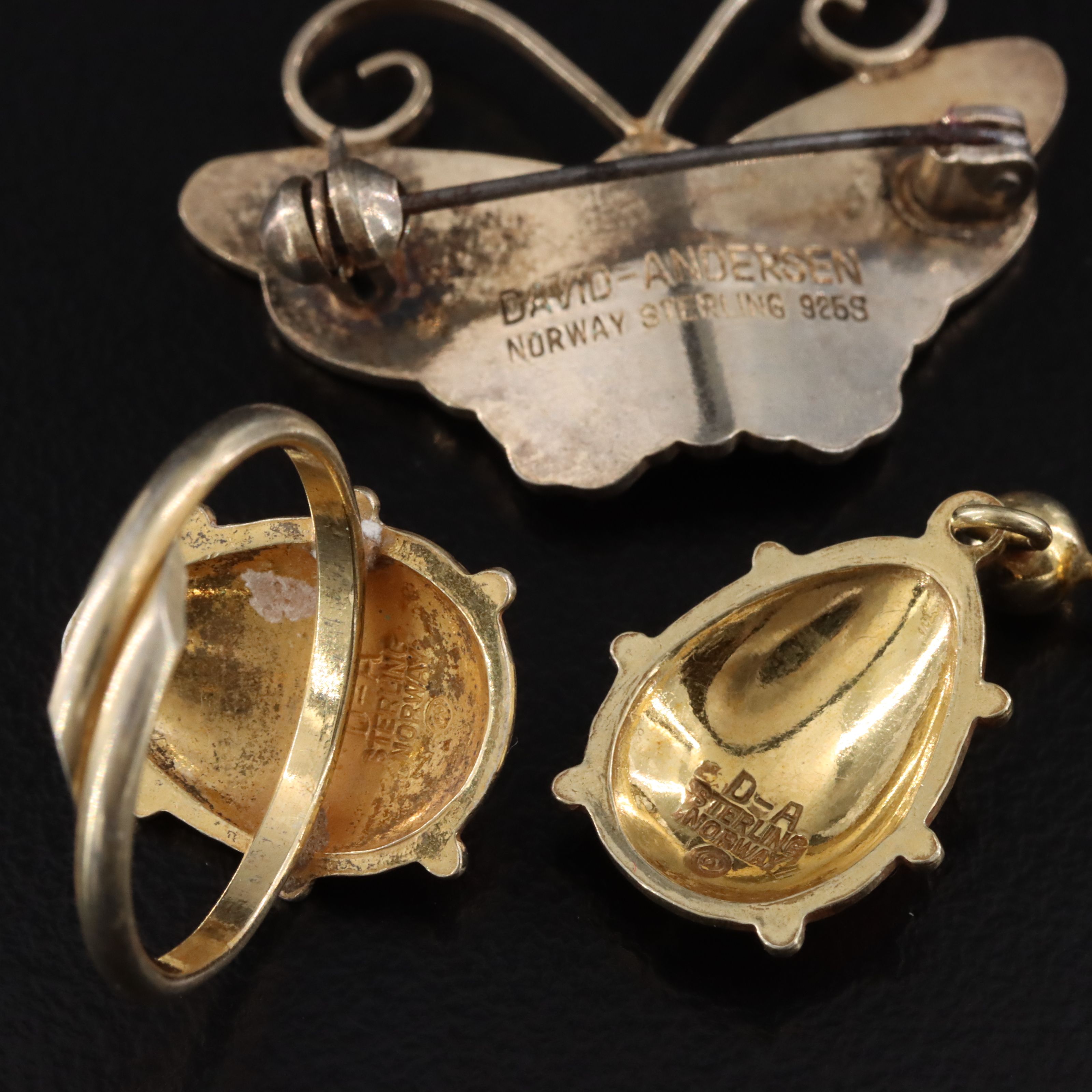 David Andersen Sterling Lady Bug Set and Butterfly Featuring Willie Winnaess