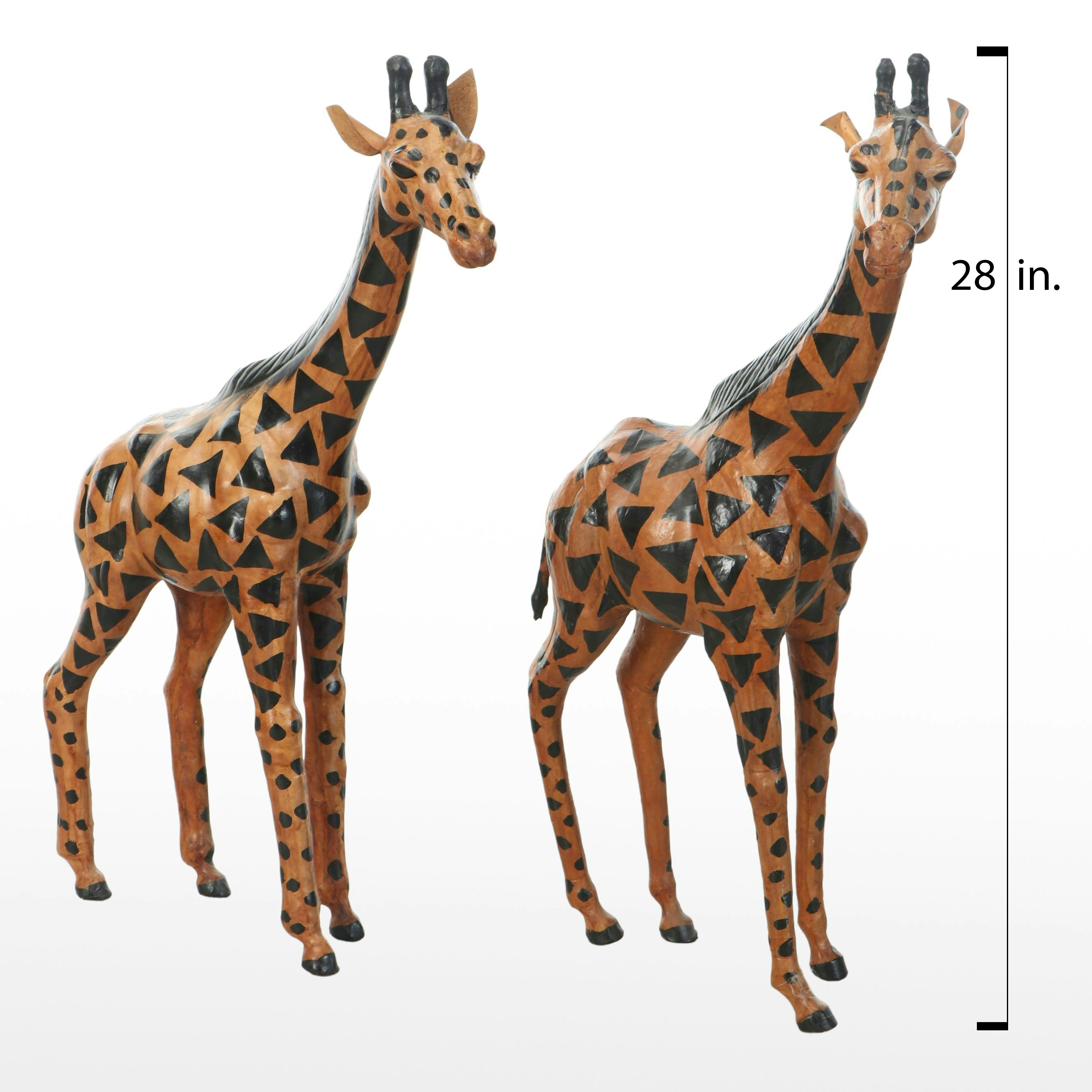 Pair of Hand-Painted Leather Wrapped Giraffes