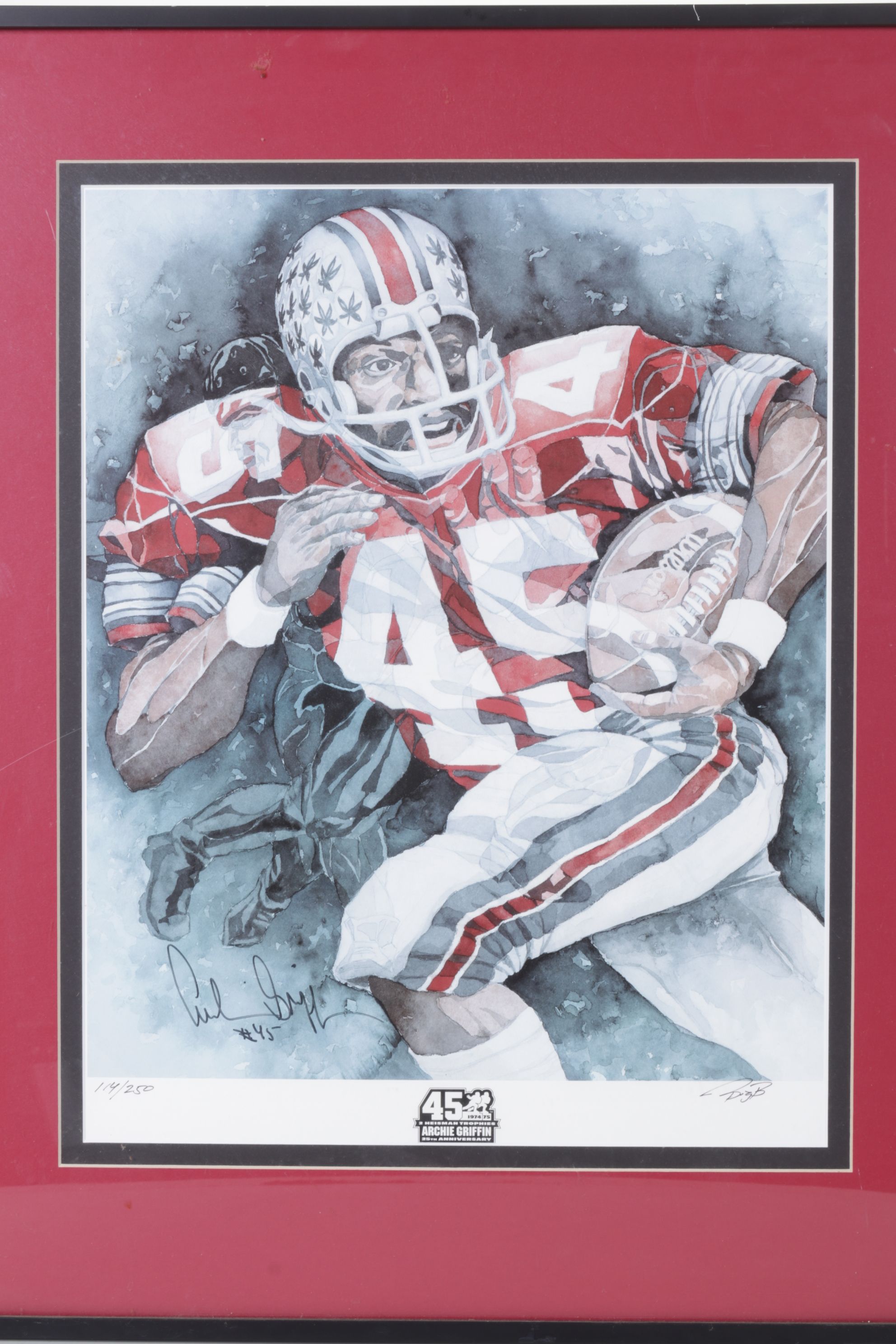 Heisman Trophy 25th Anniversary Offset Lithograph Portrait of Archie Griffin