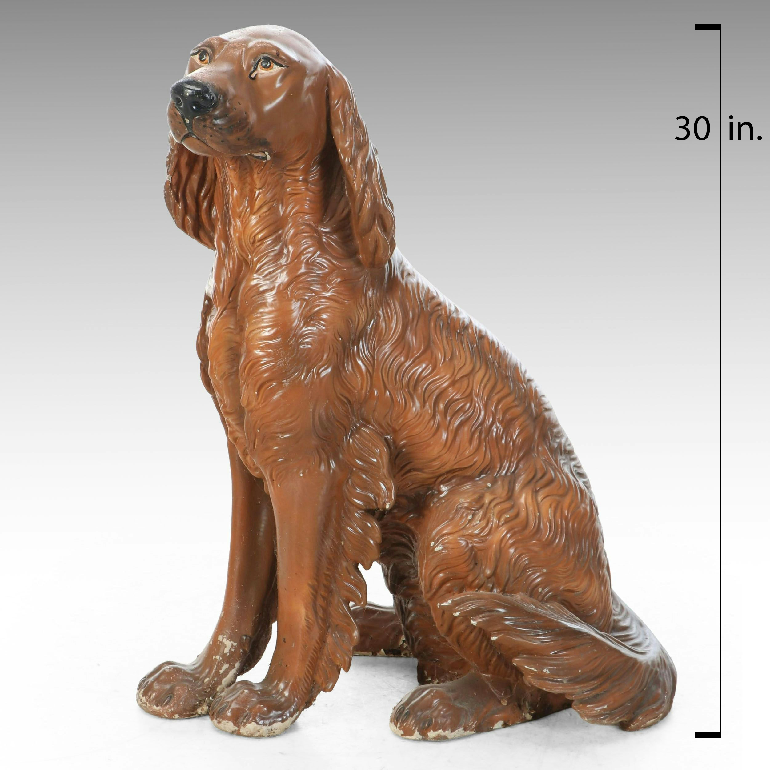 Hand-Painted Plaster Sitting Irish Setter Statue