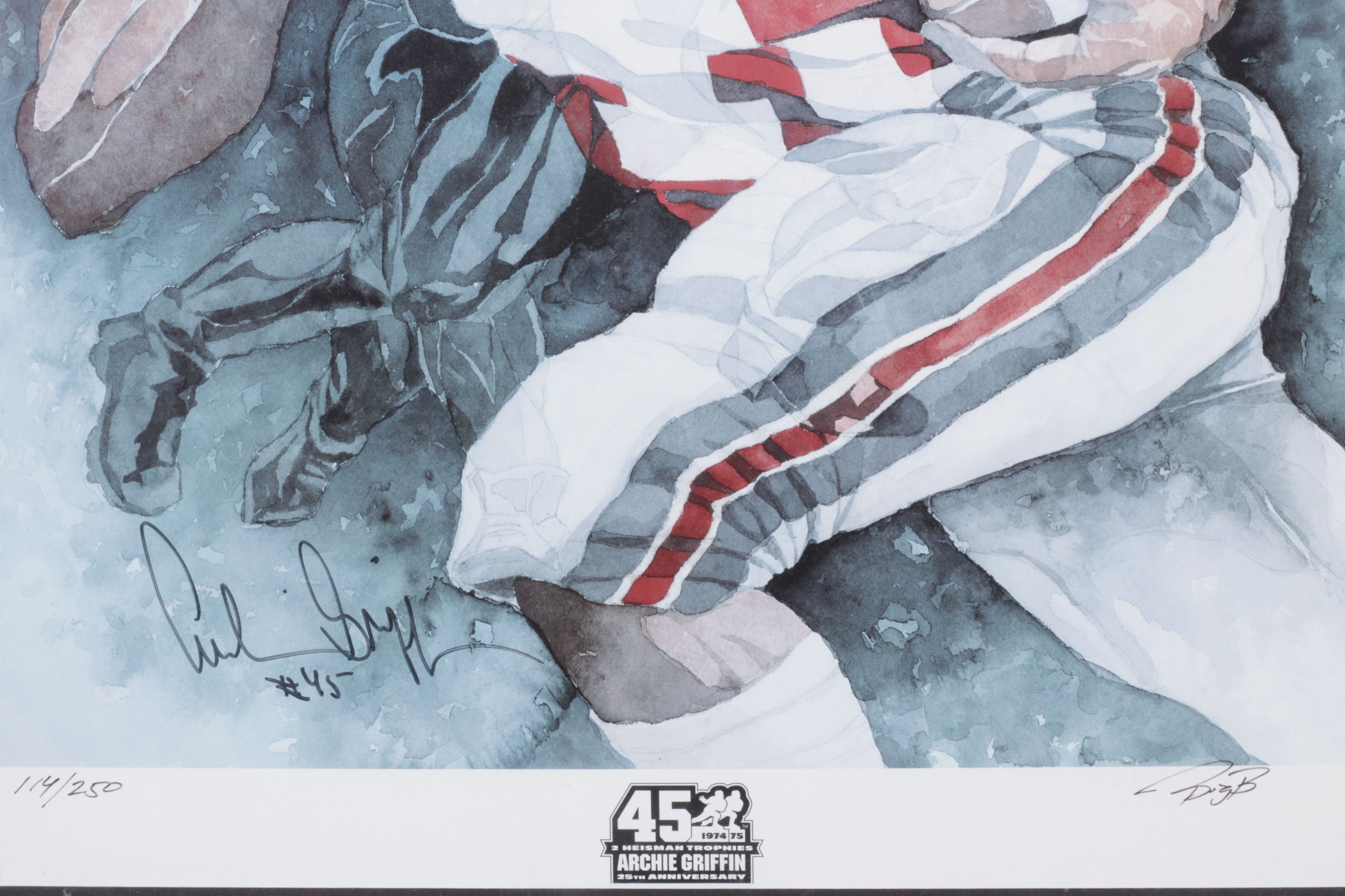 Heisman Trophy 25th Anniversary Offset Lithograph Portrait of Archie Griffin