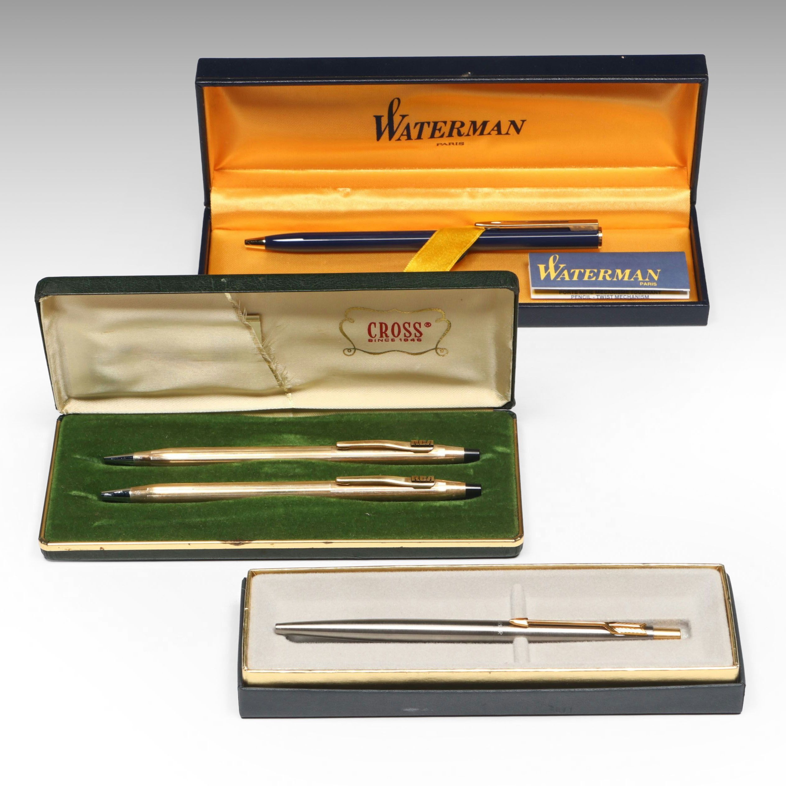 Cross 10K Gold Filled Ballpoint Pens with Waterman and Parker Pens