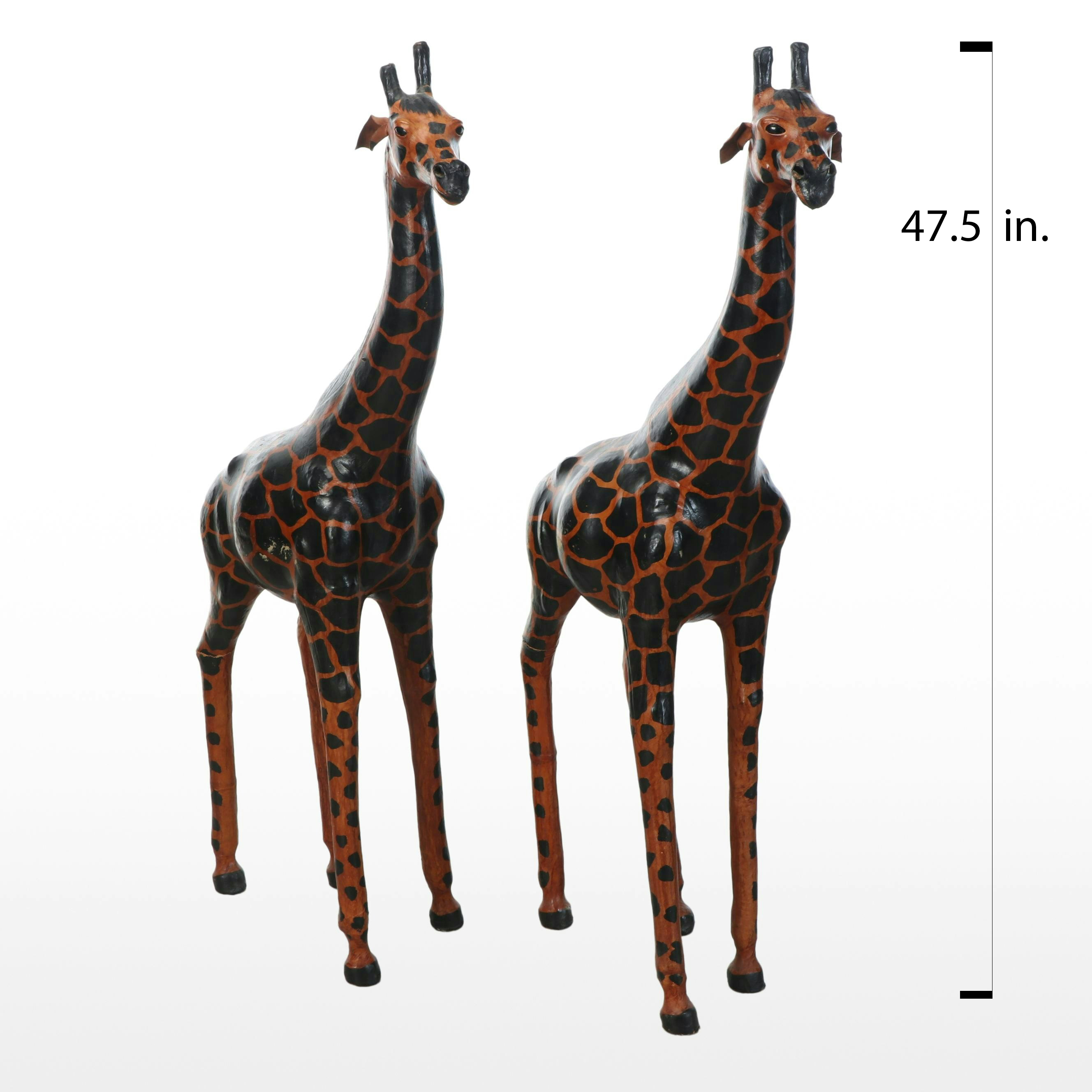 Hand-Painted Leather Wrapped Giraffes