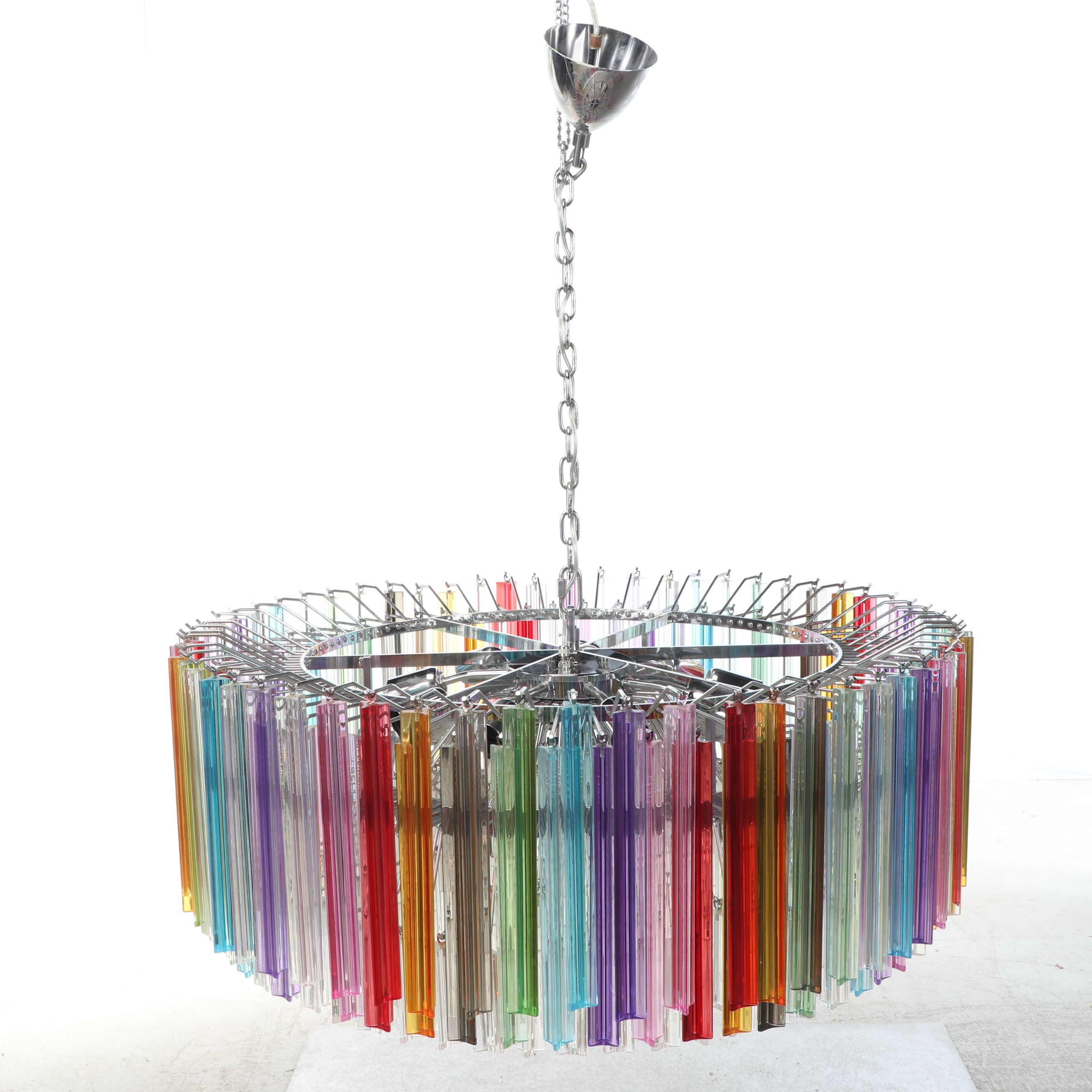 Veca Murano Triedri "Arcobaleno" Kaleidoscope Glass Wedding Cake Chandelier