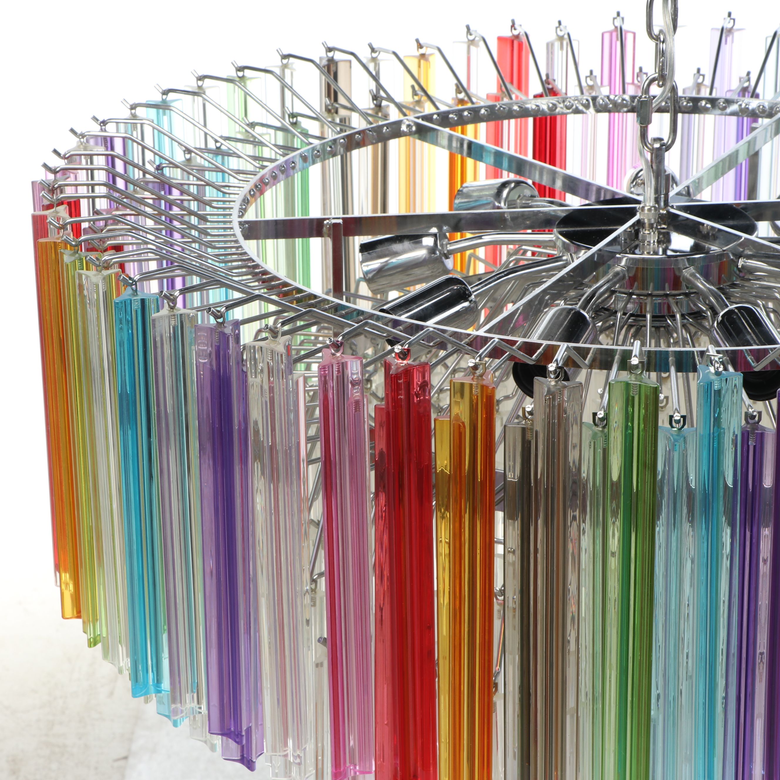 Veca Murano Triedri "Arcobaleno" Kaleidoscope Glass Wedding Cake Chandelier