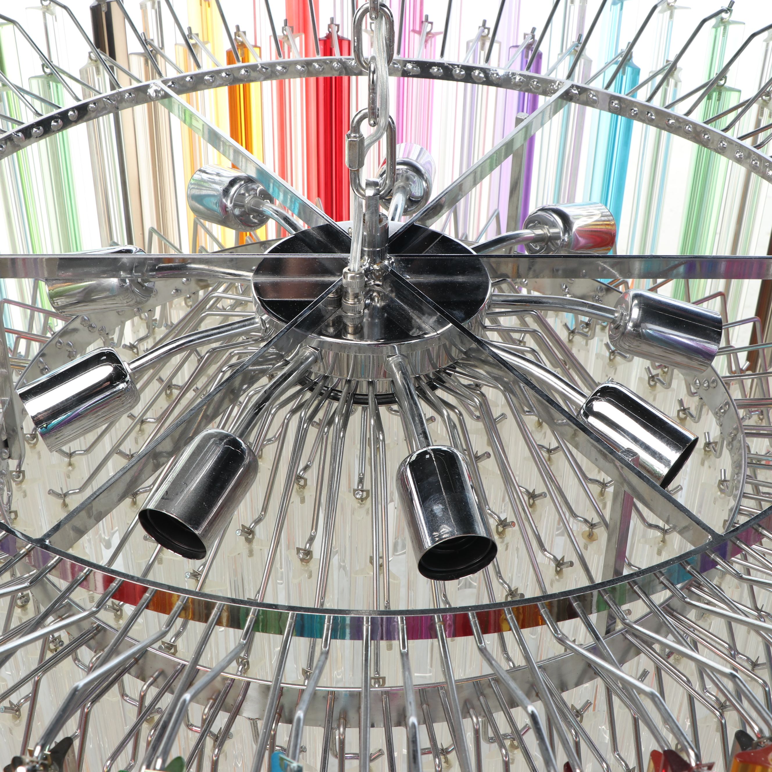 Veca Murano Triedri "Arcobaleno" Kaleidoscope Glass Wedding Cake Chandelier