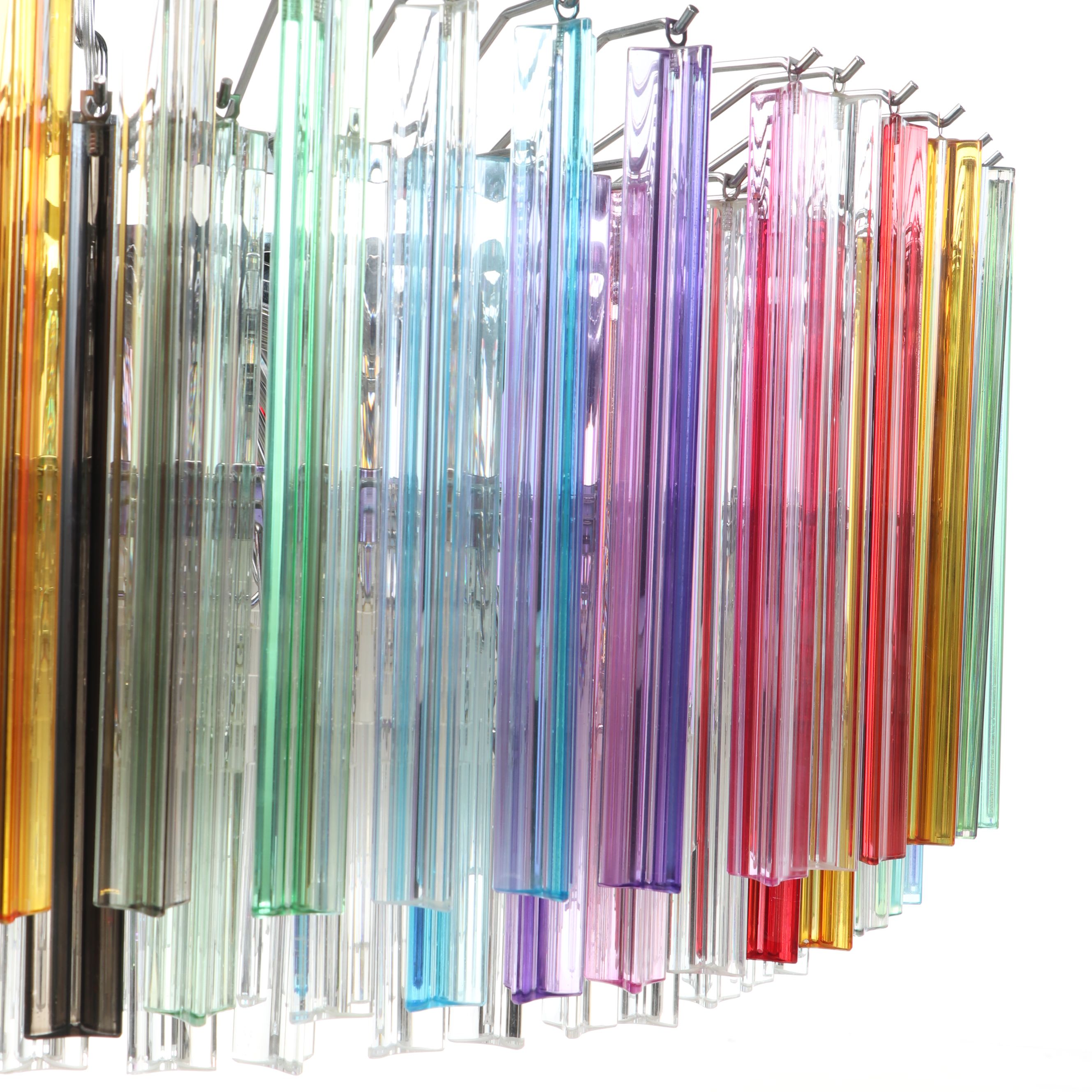 Veca Murano Triedri "Arcobaleno" Kaleidoscope Glass Wedding Cake Chandelier