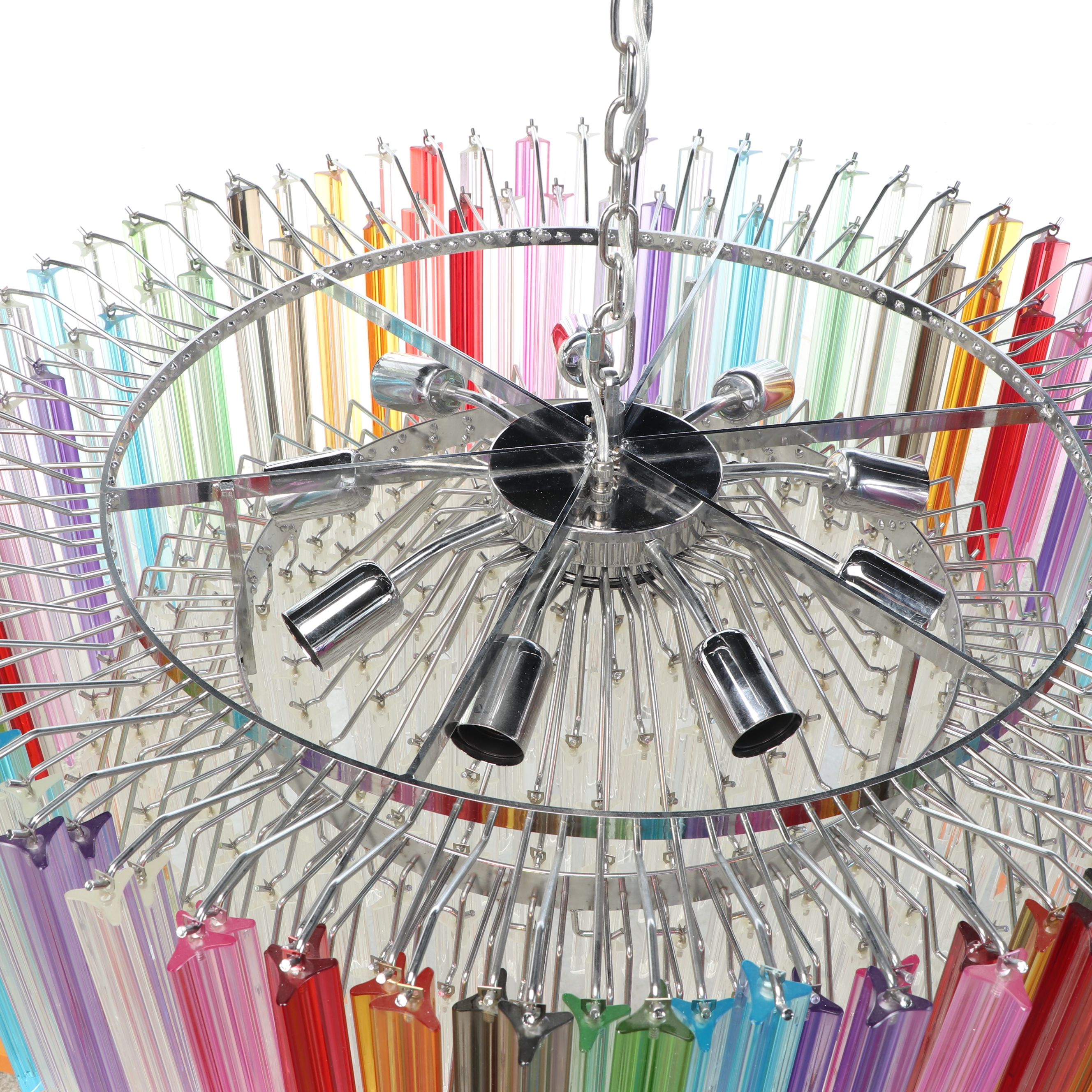 Veca Murano Triedri "Arcobaleno" Kaleidoscope Glass Wedding Cake Chandelier