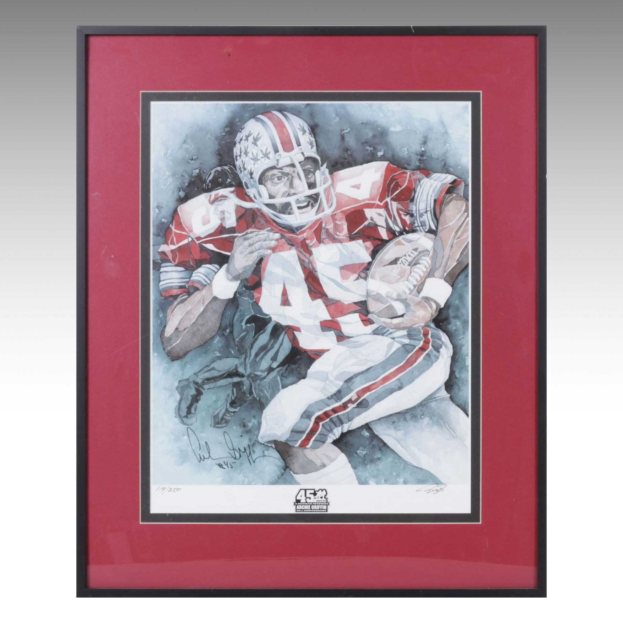 Heisman Trophy 25th Anniversary Offset Lithograph Portrait of Archie Griffin