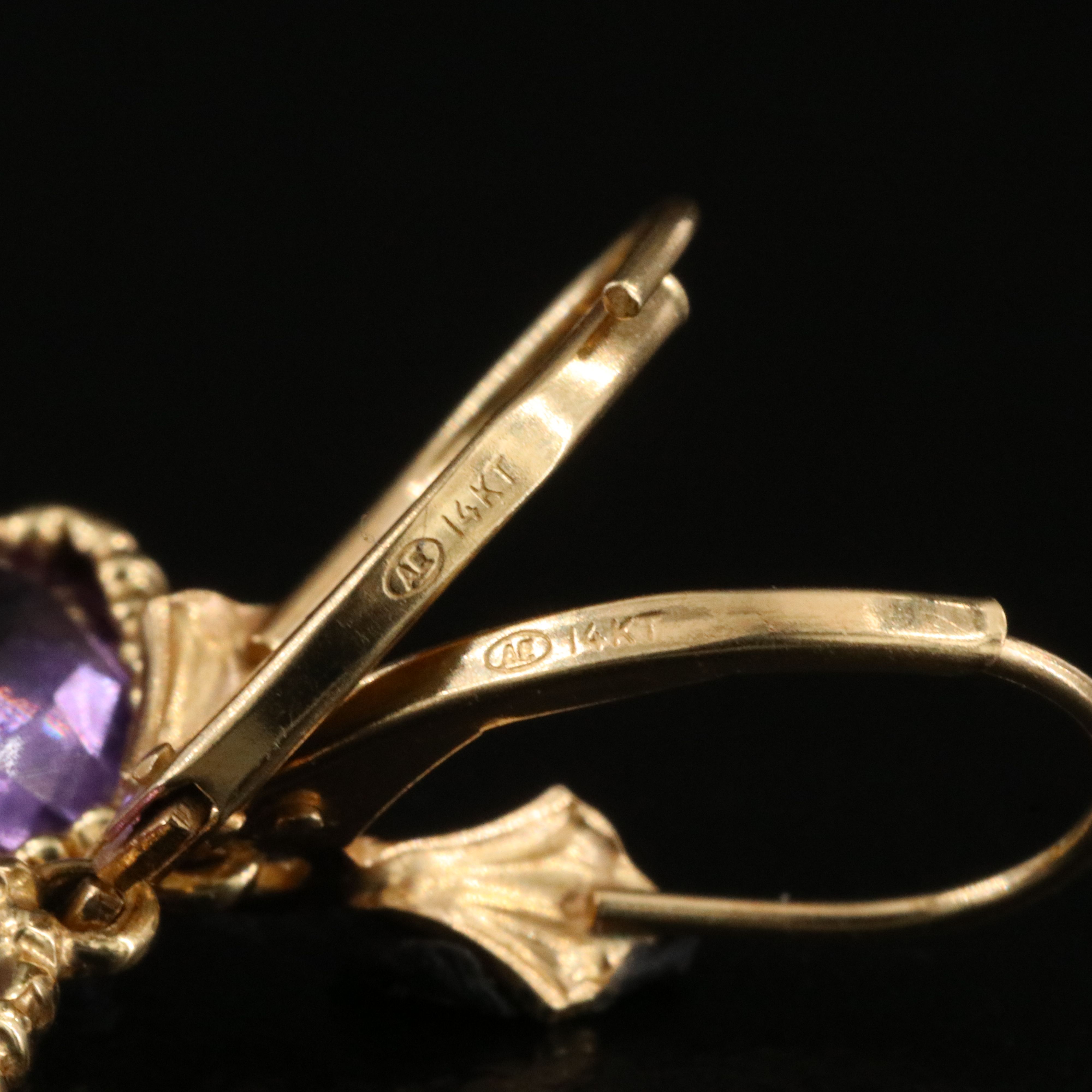 14K Amethyst, Citrine, and Blue Topaz Drop Earrings