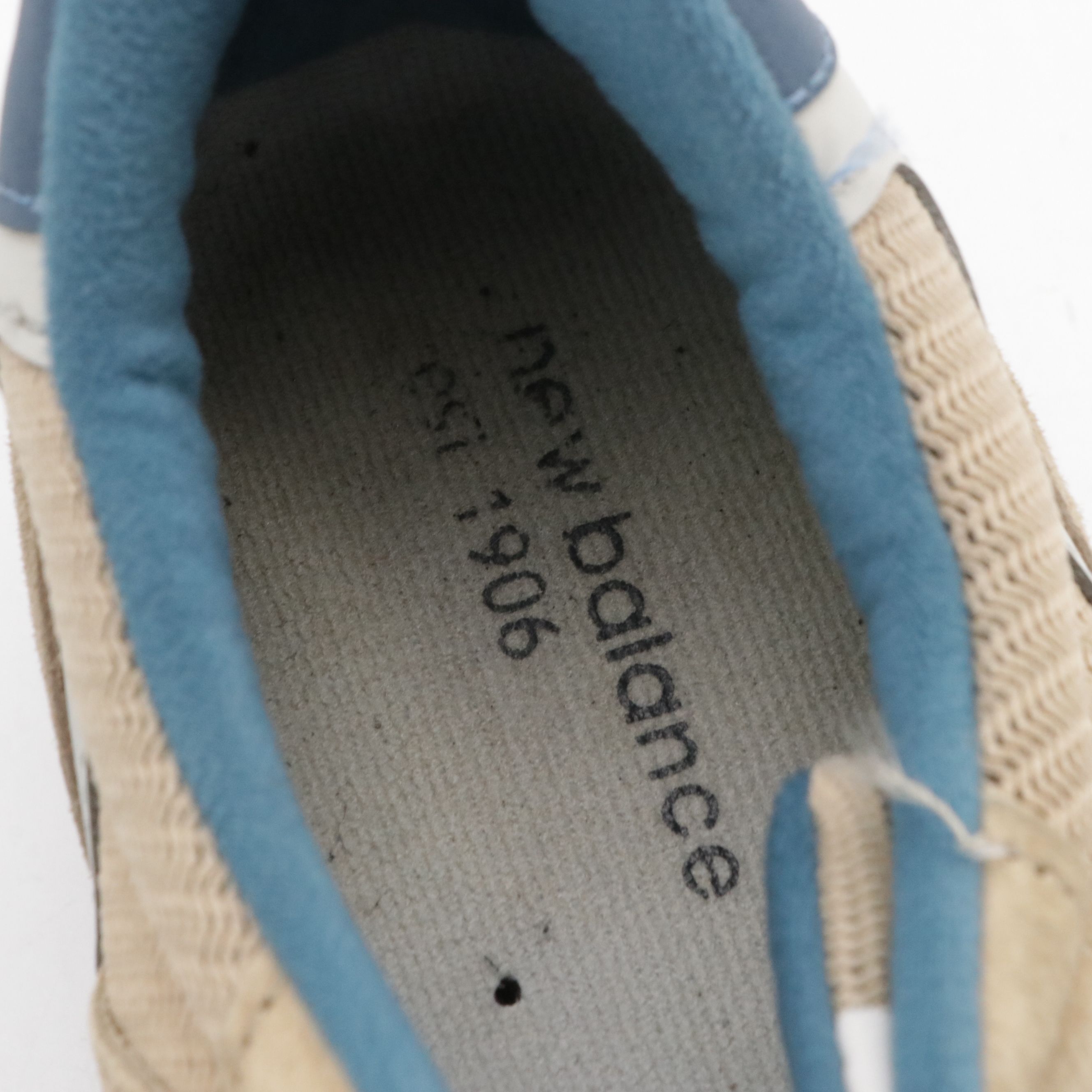 New Balance 996 Sneakers in Beige Suede with Blue Accents