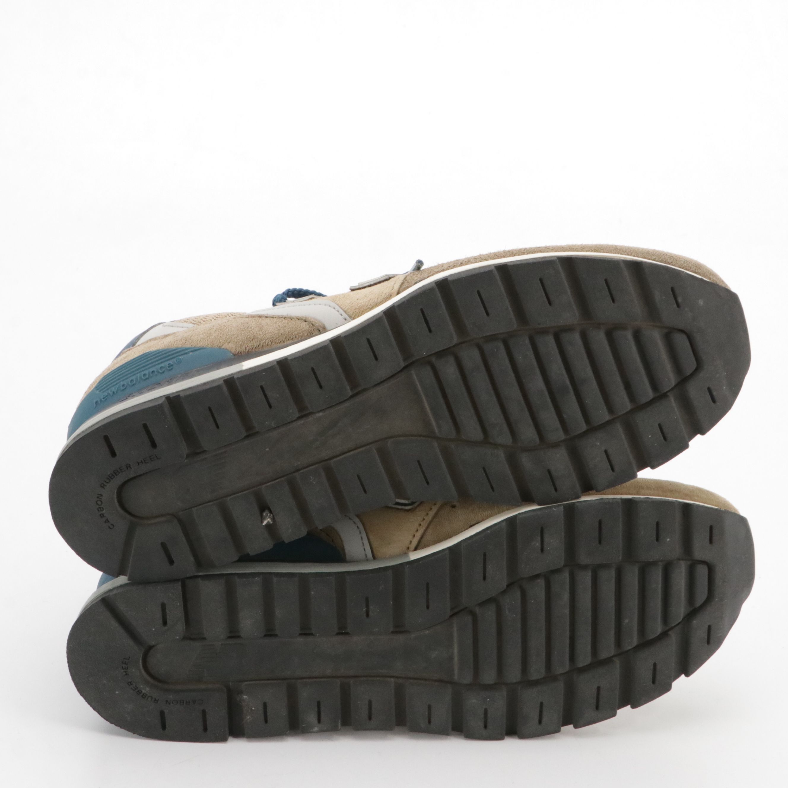 New Balance 996 Sneakers in Beige Suede with Blue Accents