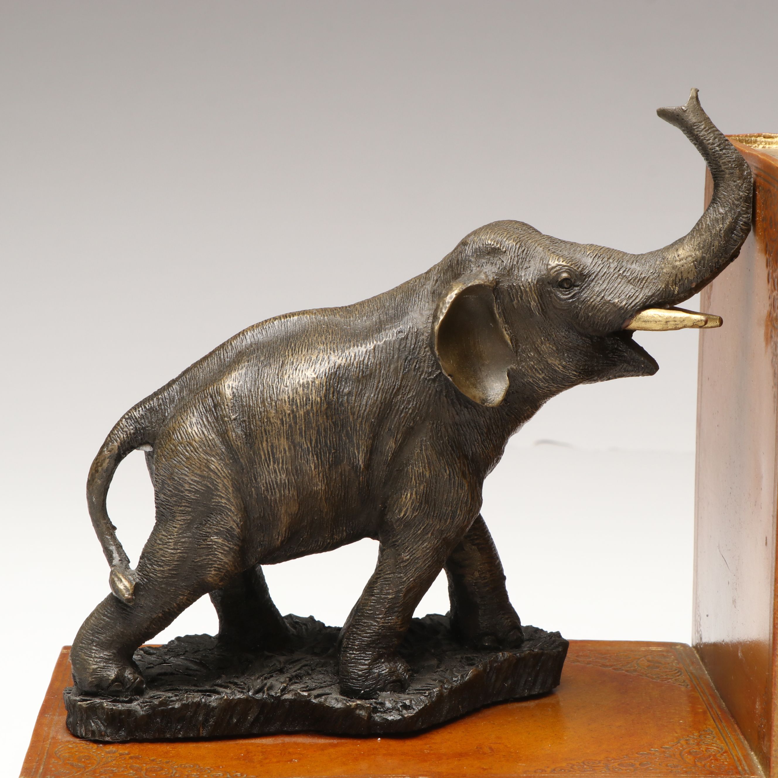 Cast Elephants on Composite Book Form Bookends