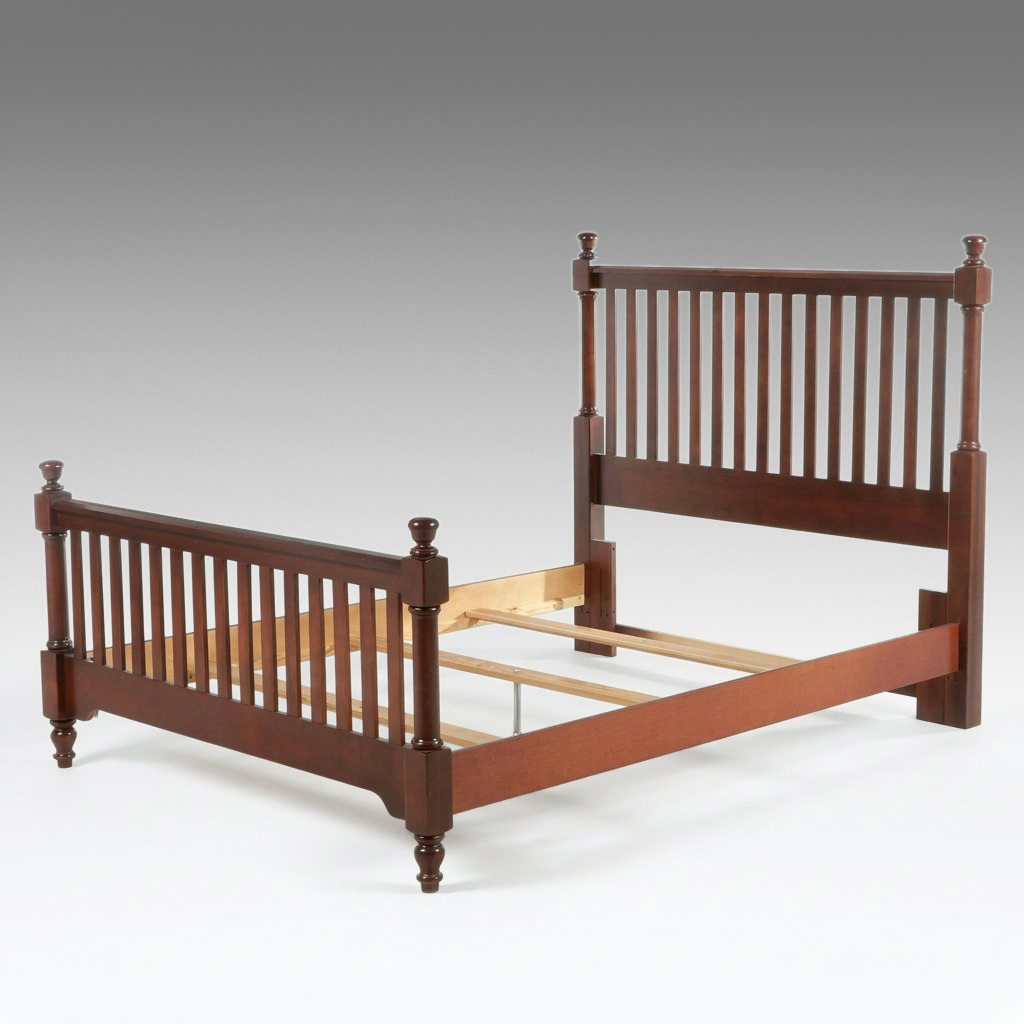 Vaughan-Bassett Cherry Finish Mission Style Slat Four-Poster Bed