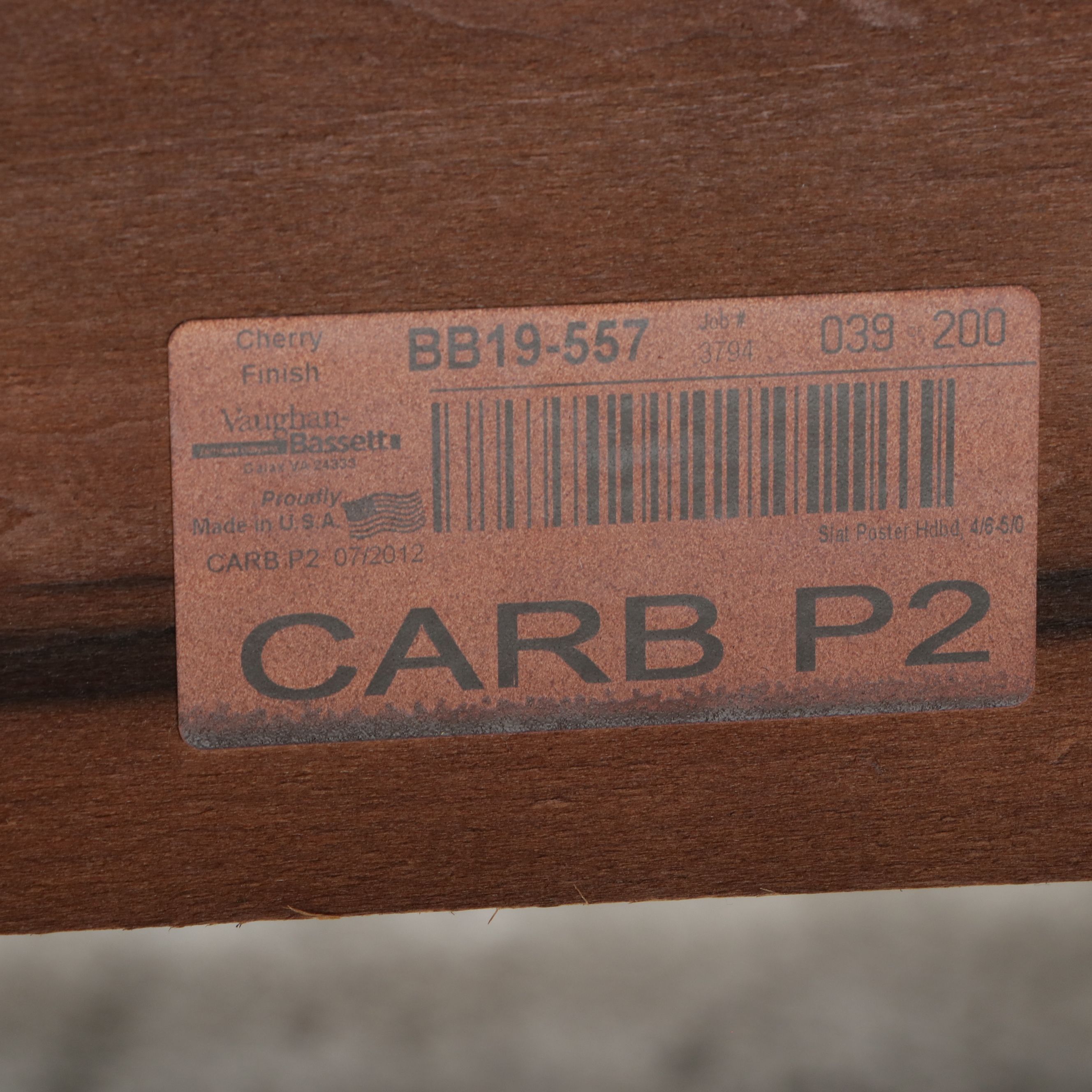 Vaughan-Bassett Cherry Finish Mission Style Slat Four-Poster Bed