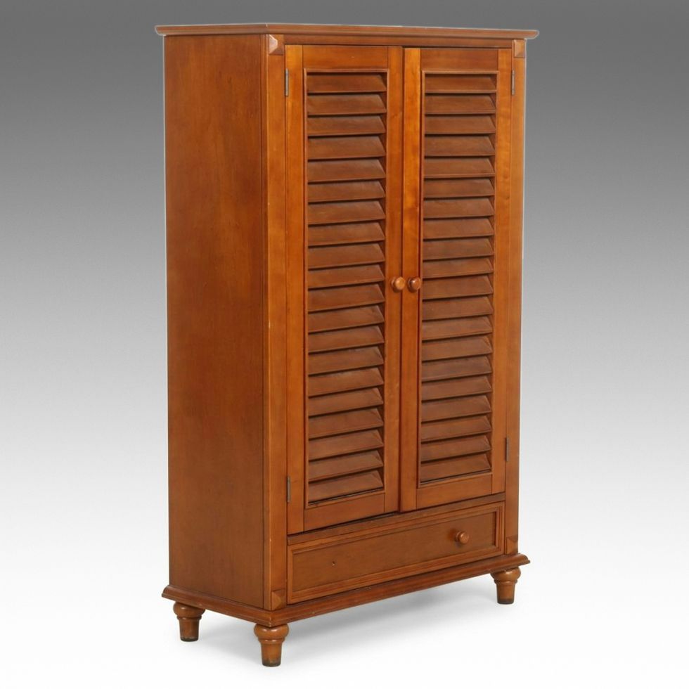 Cherry Finished Cabinet with Louvered Doors