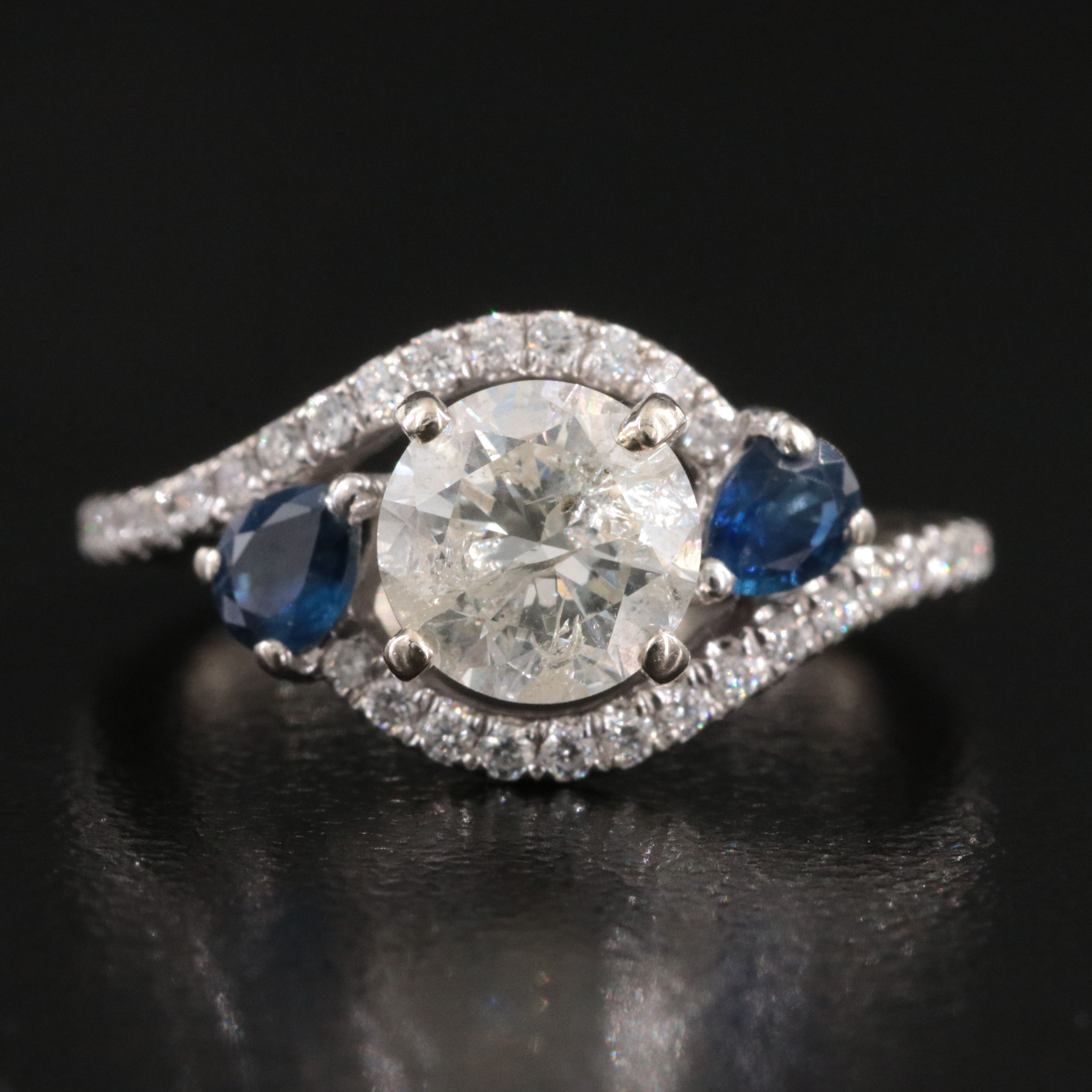 14K 1.27 CTW Diamond and Sapphire Ring