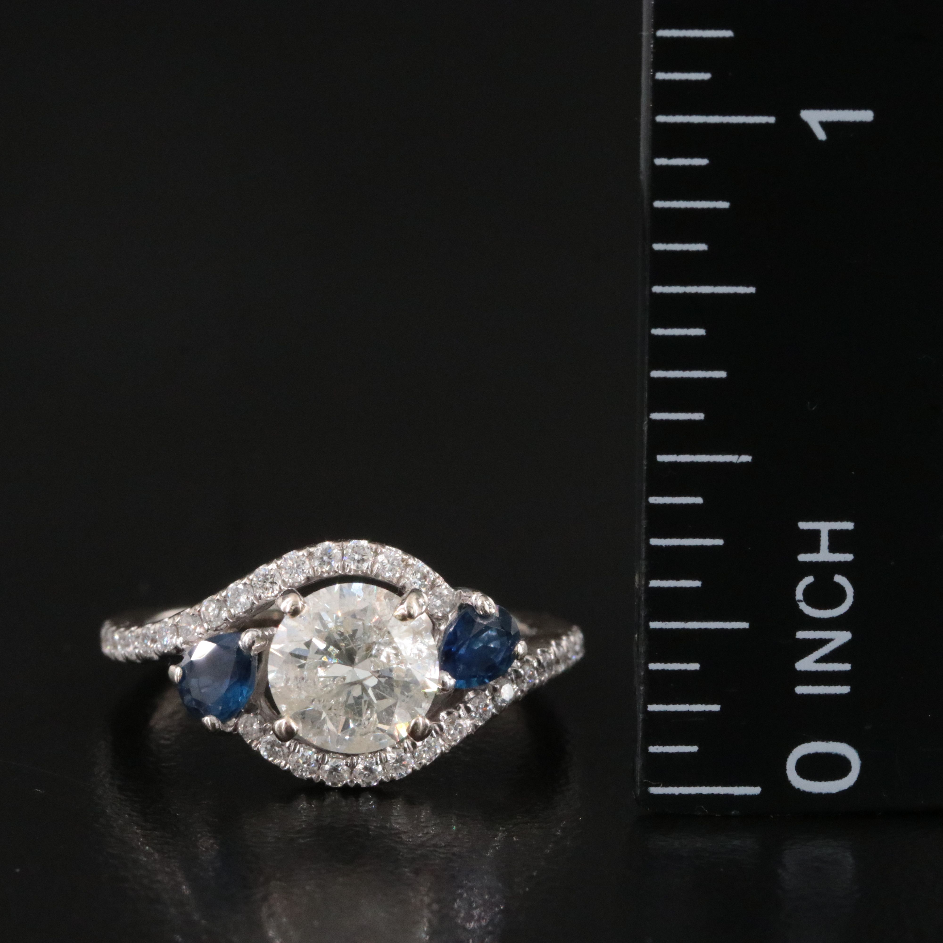 14K 1.27 CTW Diamond and Sapphire Ring