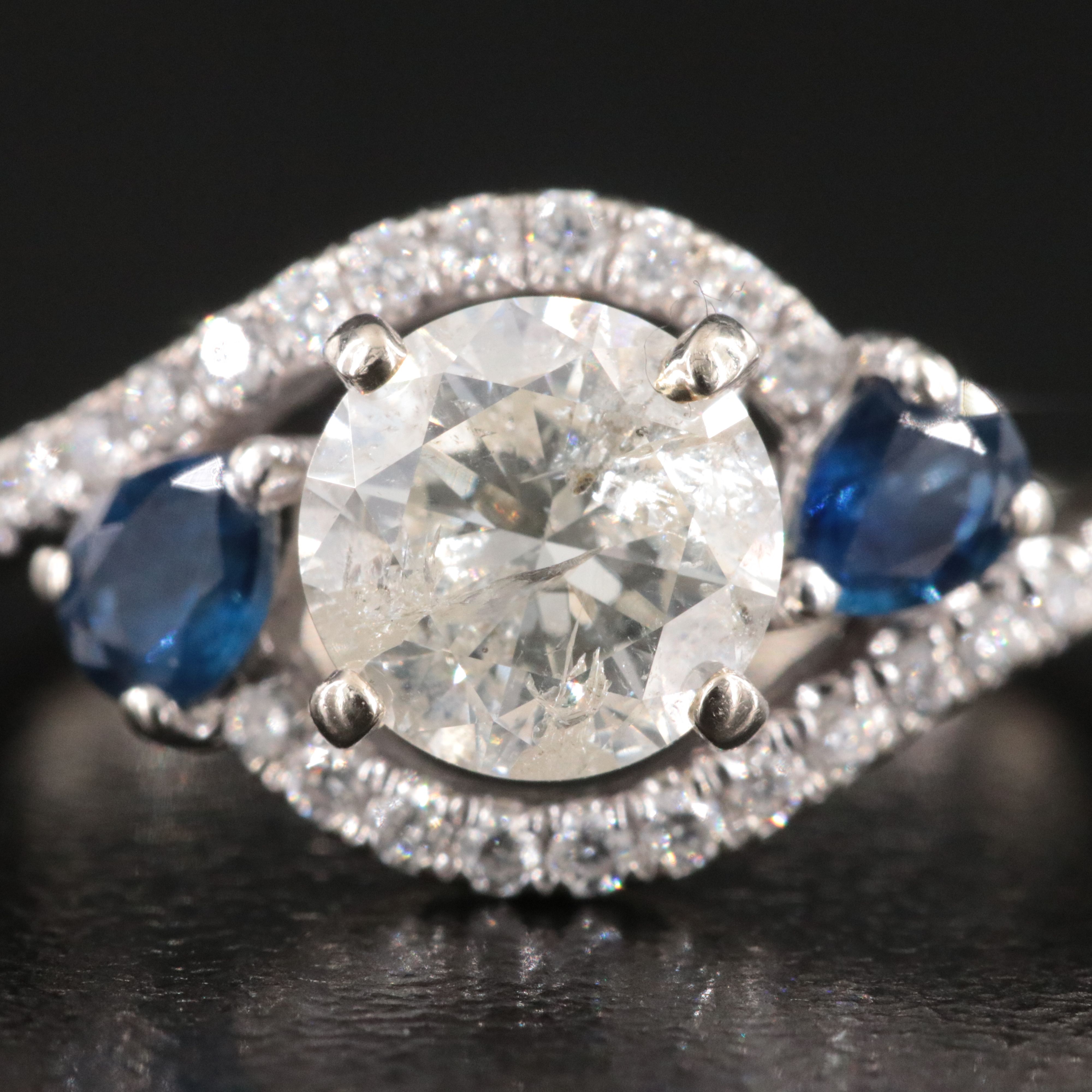 14K 1.27 CTW Diamond and Sapphire Ring