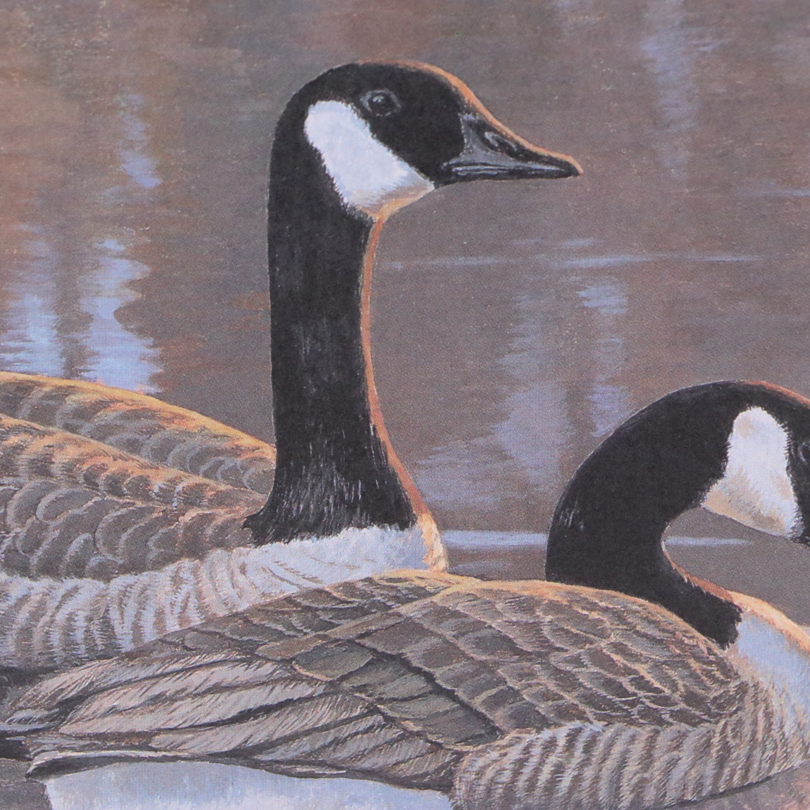 Isabel Levesque Canadian Geese Stamp Print with Stamp and More, 1986