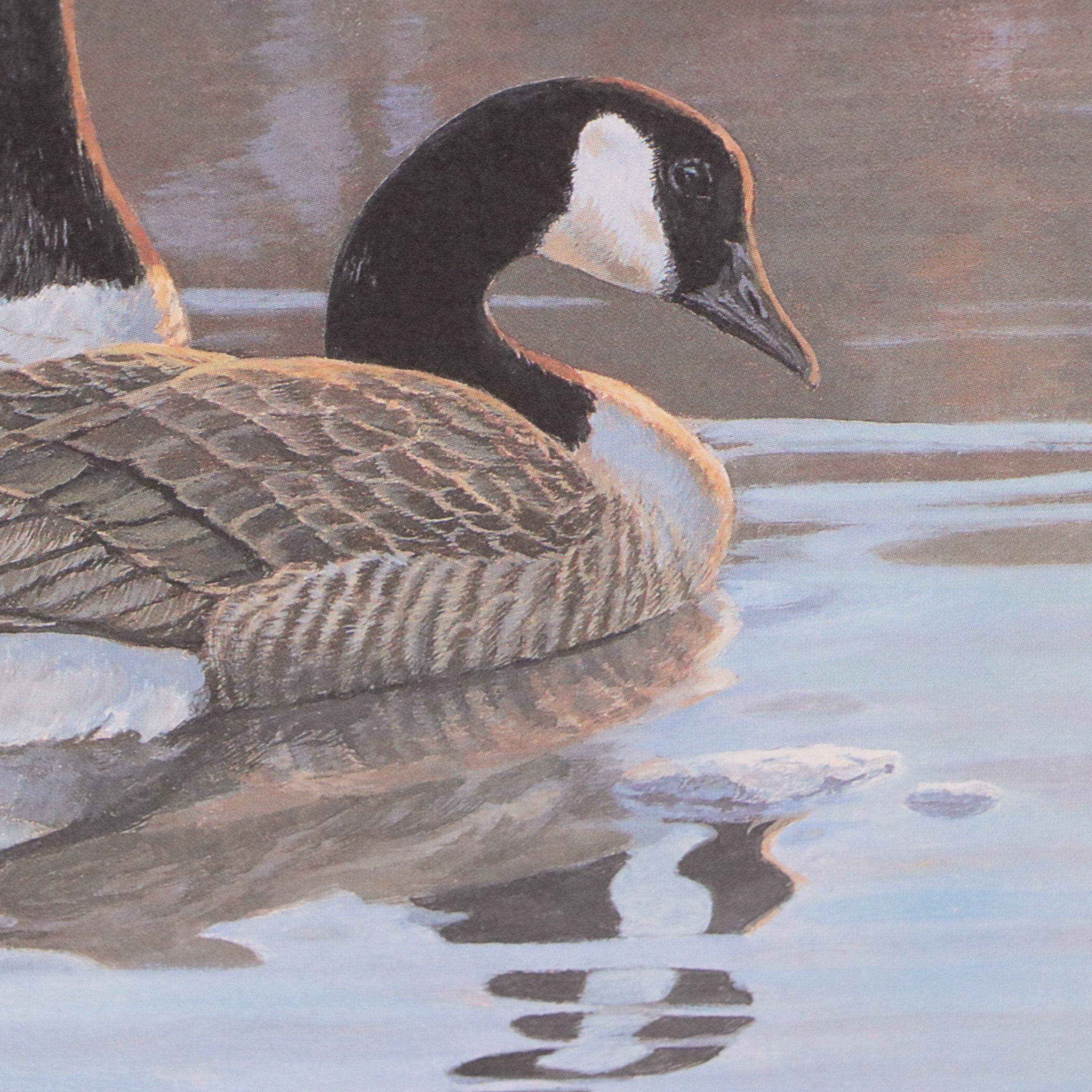 Isabel Levesque Canadian Geese Stamp Print with Stamp and More, 1986