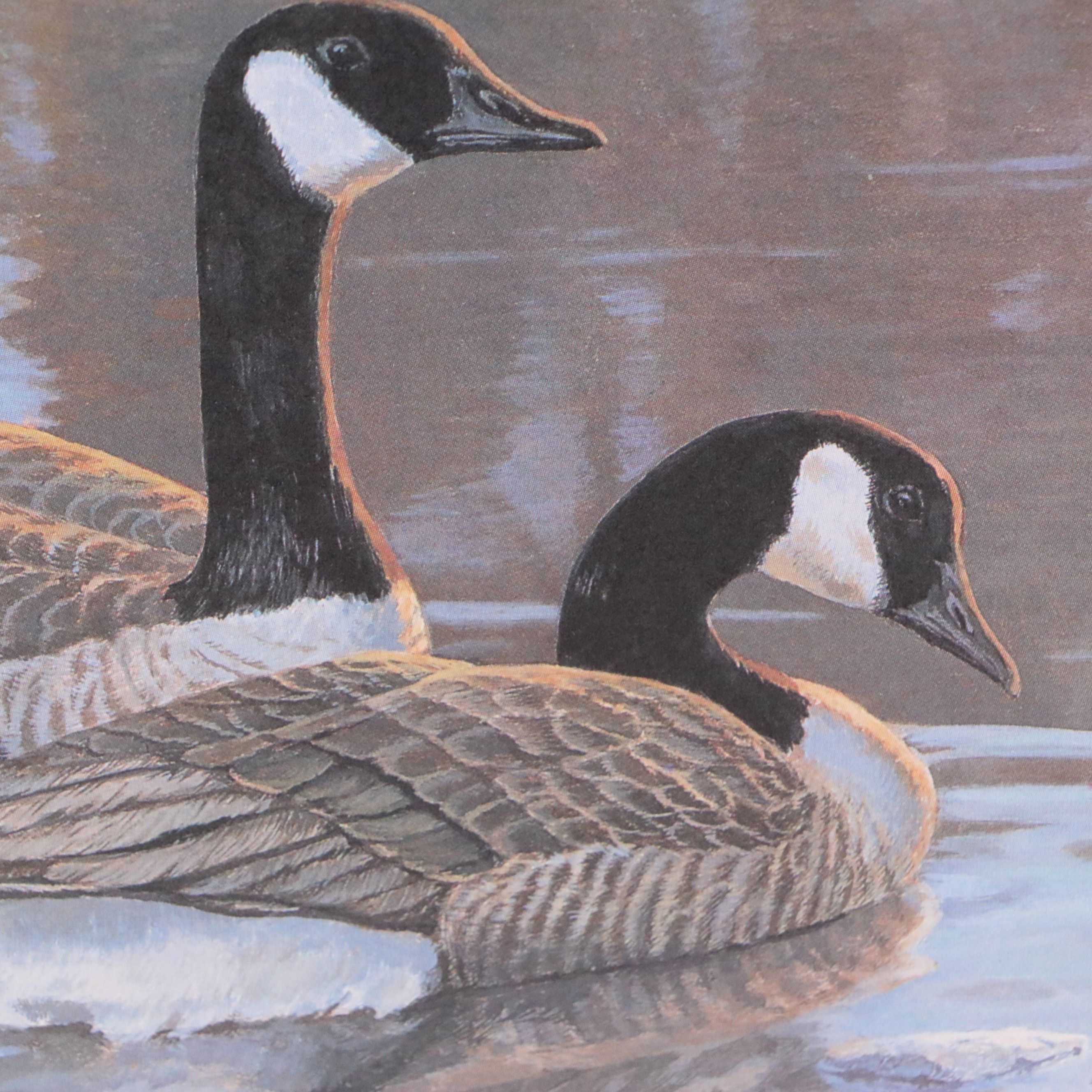 Isabel Levesque Canadian Geese Stamp Print with Stamp and More, 1986