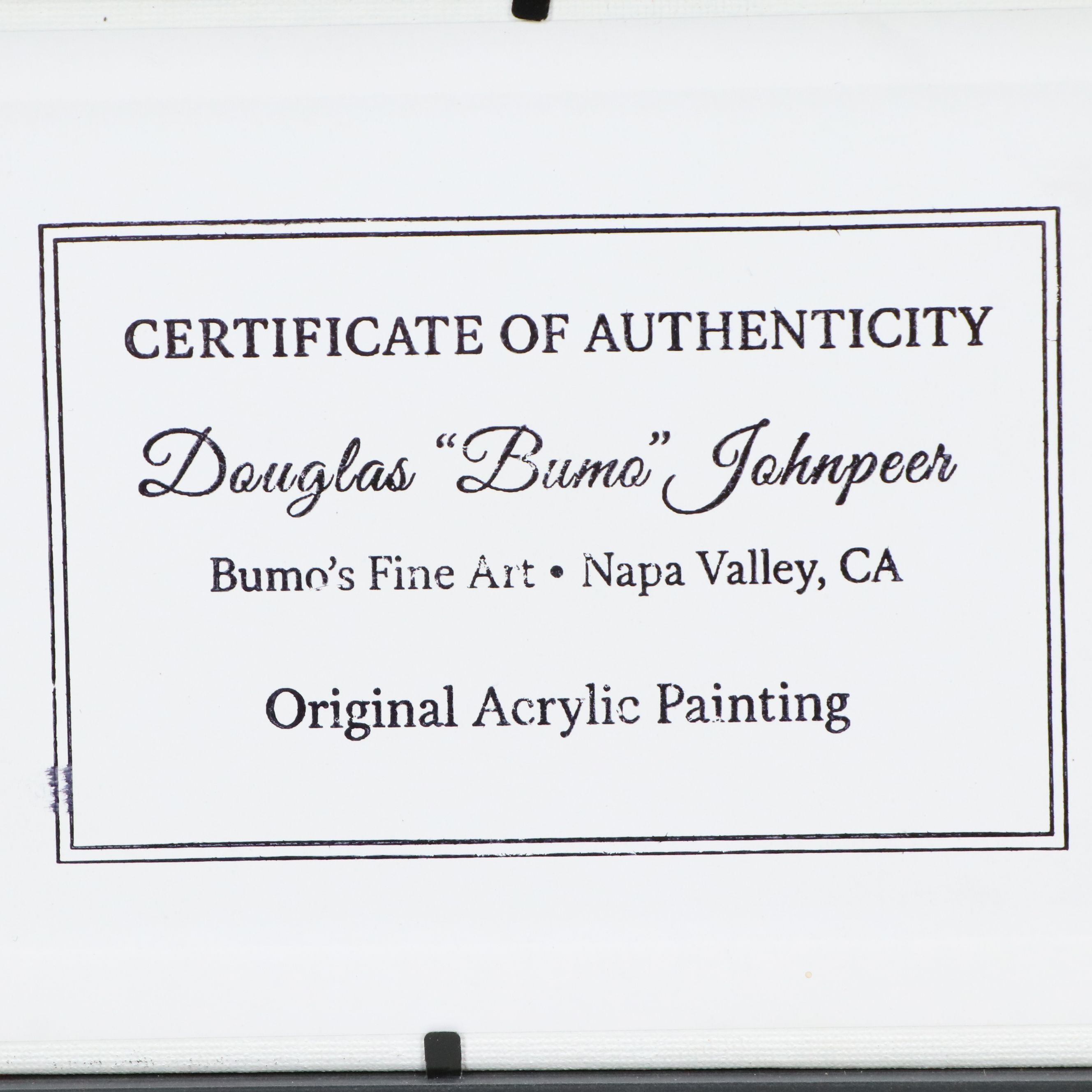 Douglas "Bumo" Johnpeer Acrylic Painting of Owl in Woodland Landscape