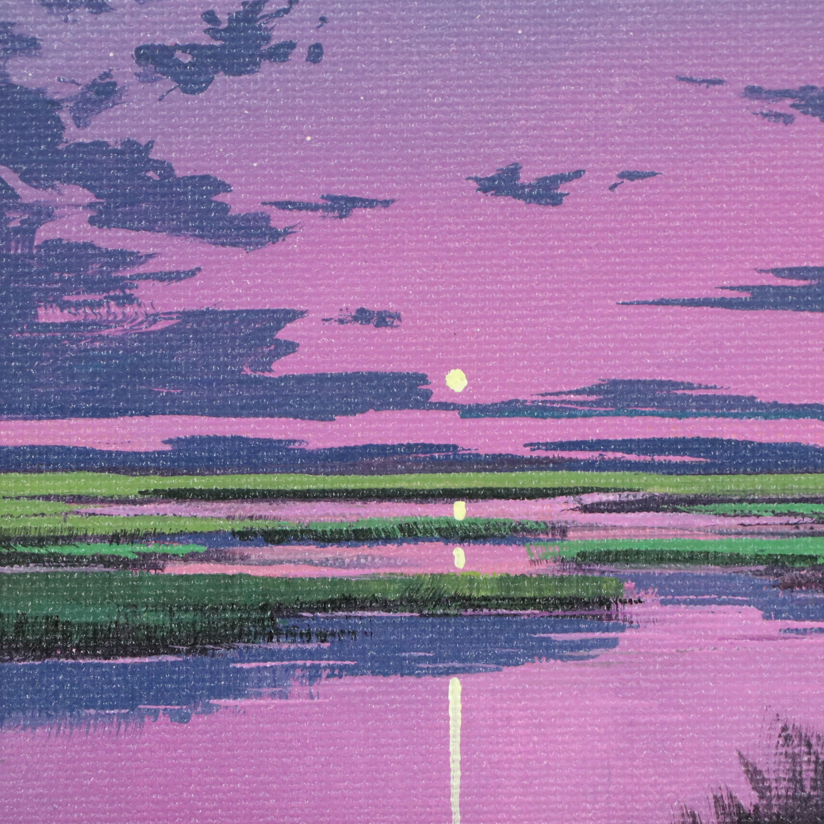 Douglas "Bumo" Johnpeer Acrylic Painting of Nocturne Low Country Landscape