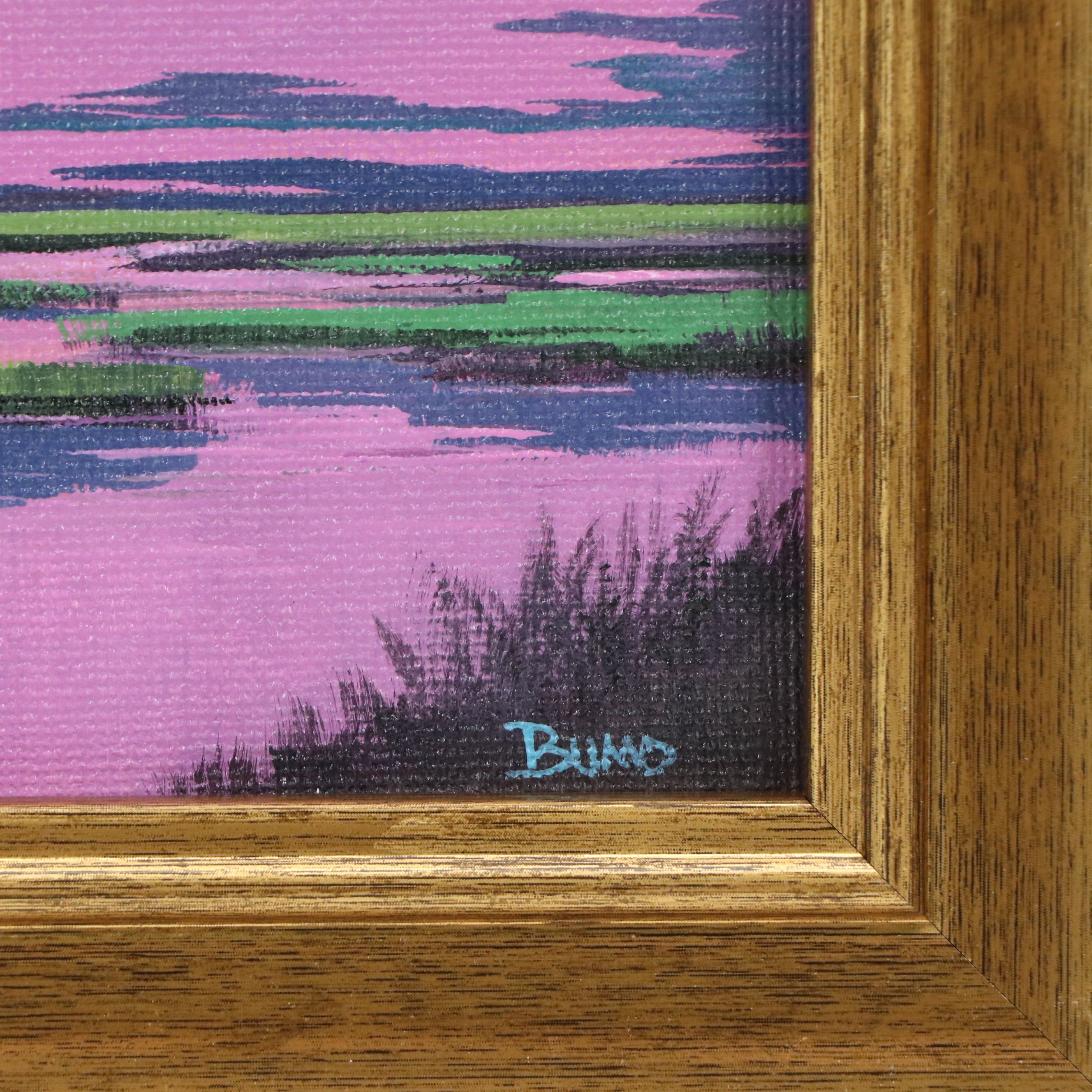 Douglas "Bumo" Johnpeer Acrylic Painting of Nocturne Low Country Landscape