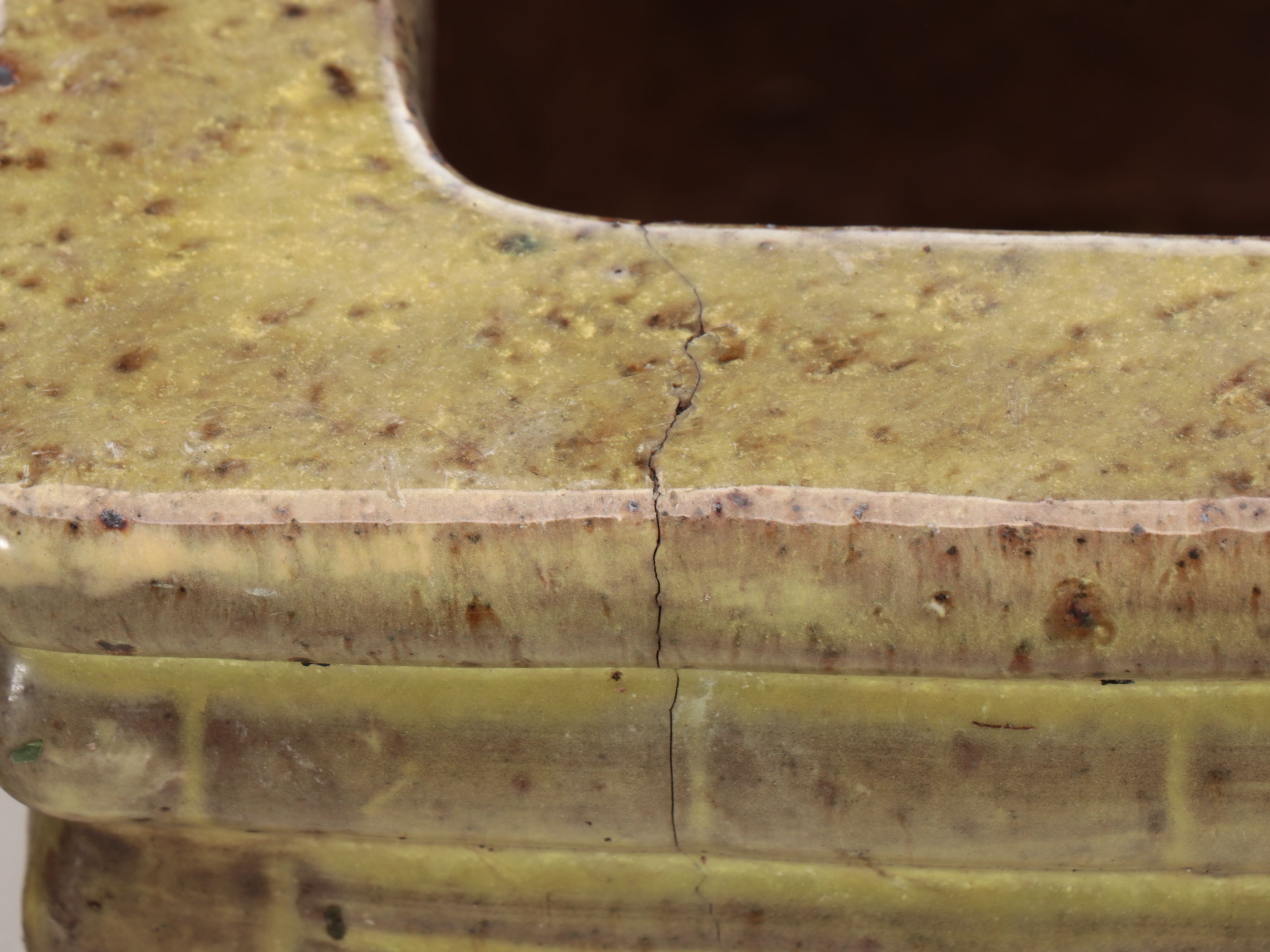 Rectangular Greek Key Accented Drip Glaze Ceramic Planters