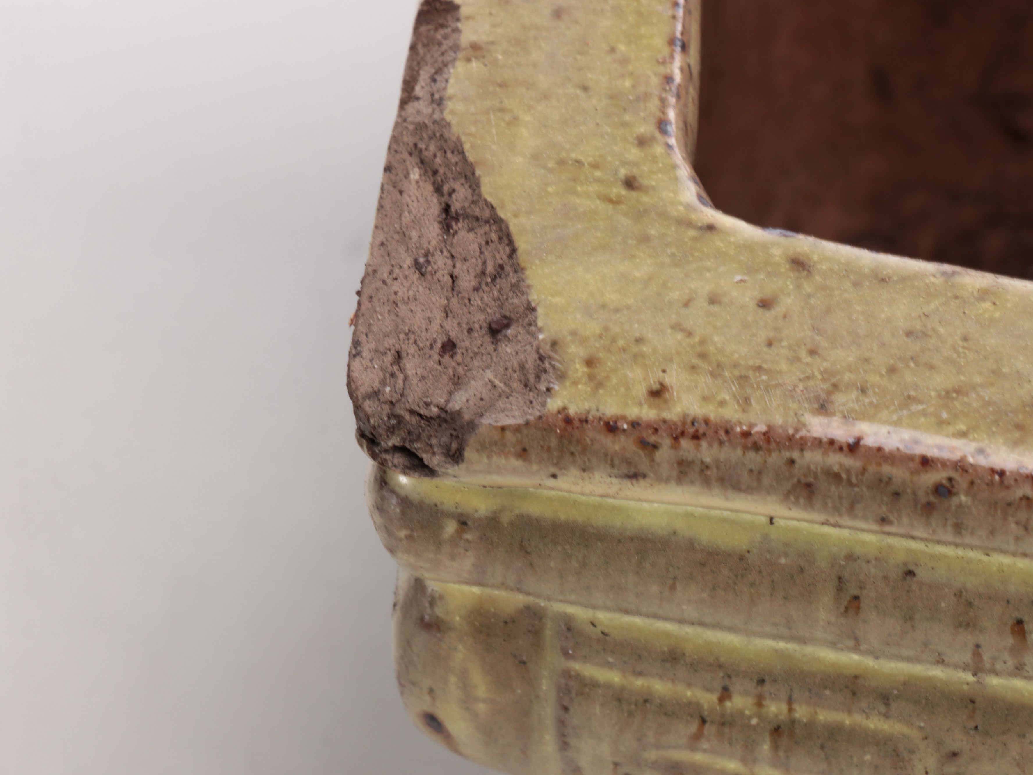 Rectangular Greek Key Accented Drip Glaze Ceramic Planters