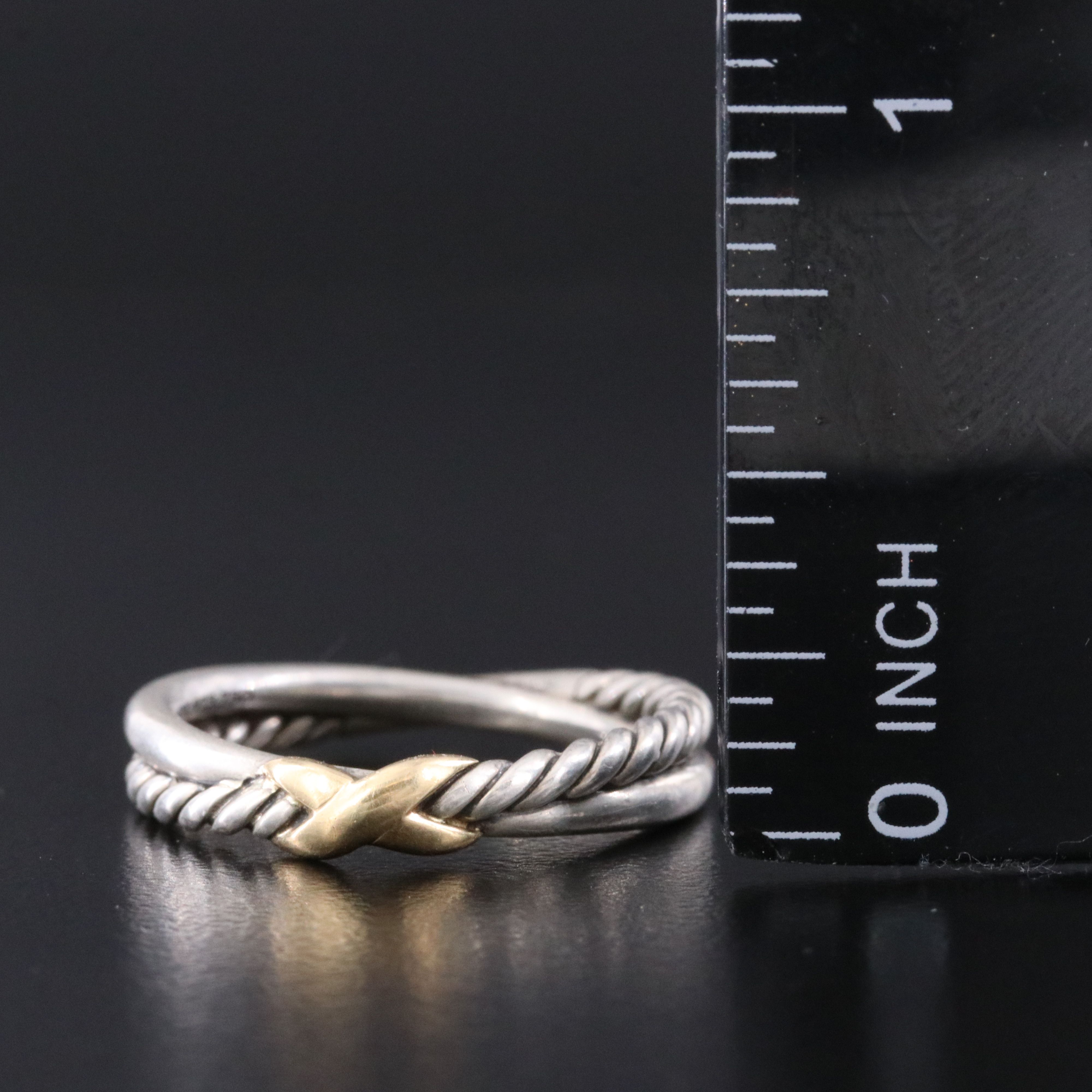 David Yurman Sterling Petite X Crossover Ring with 18K Accent