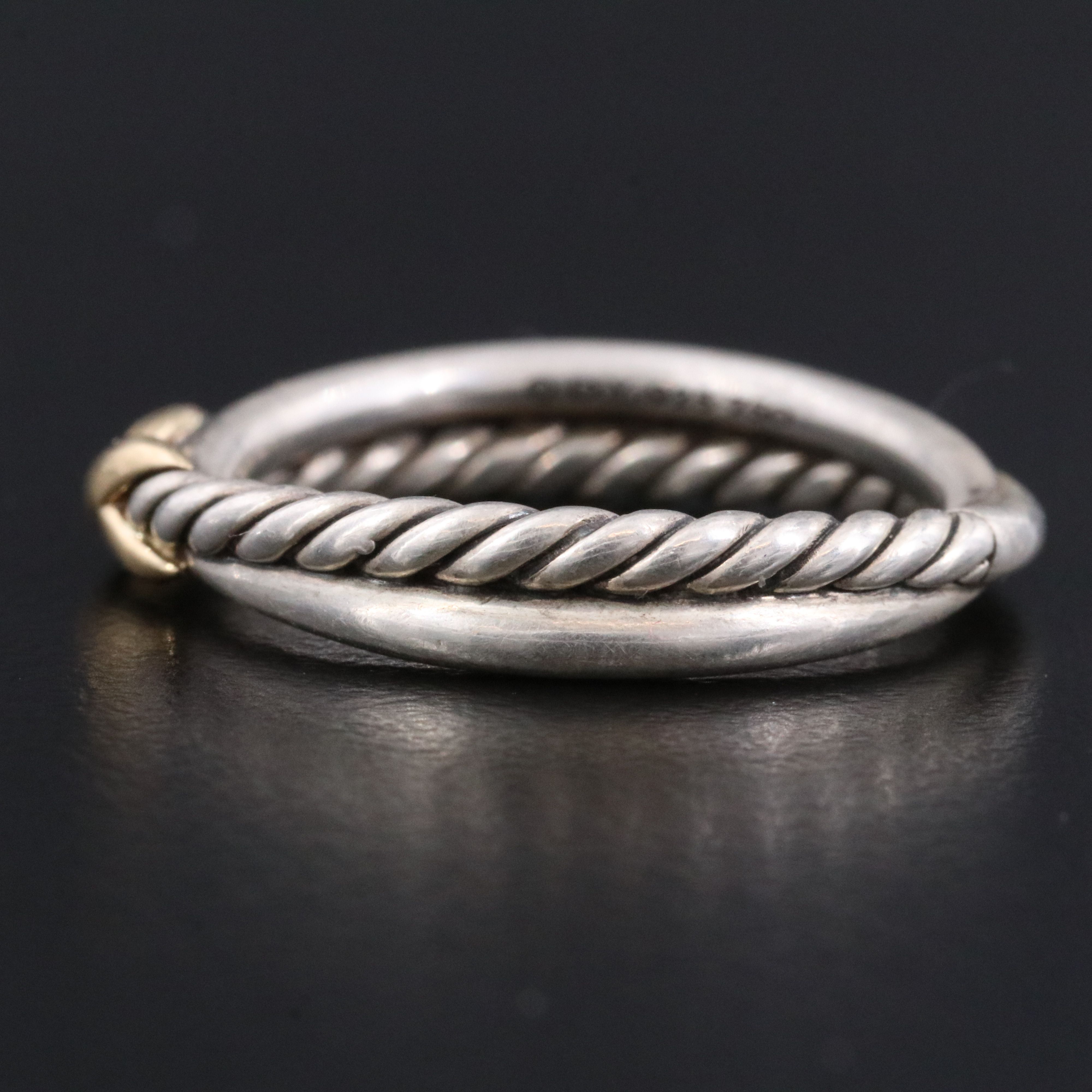 David Yurman Sterling Petite X Crossover Ring with 18K Accent