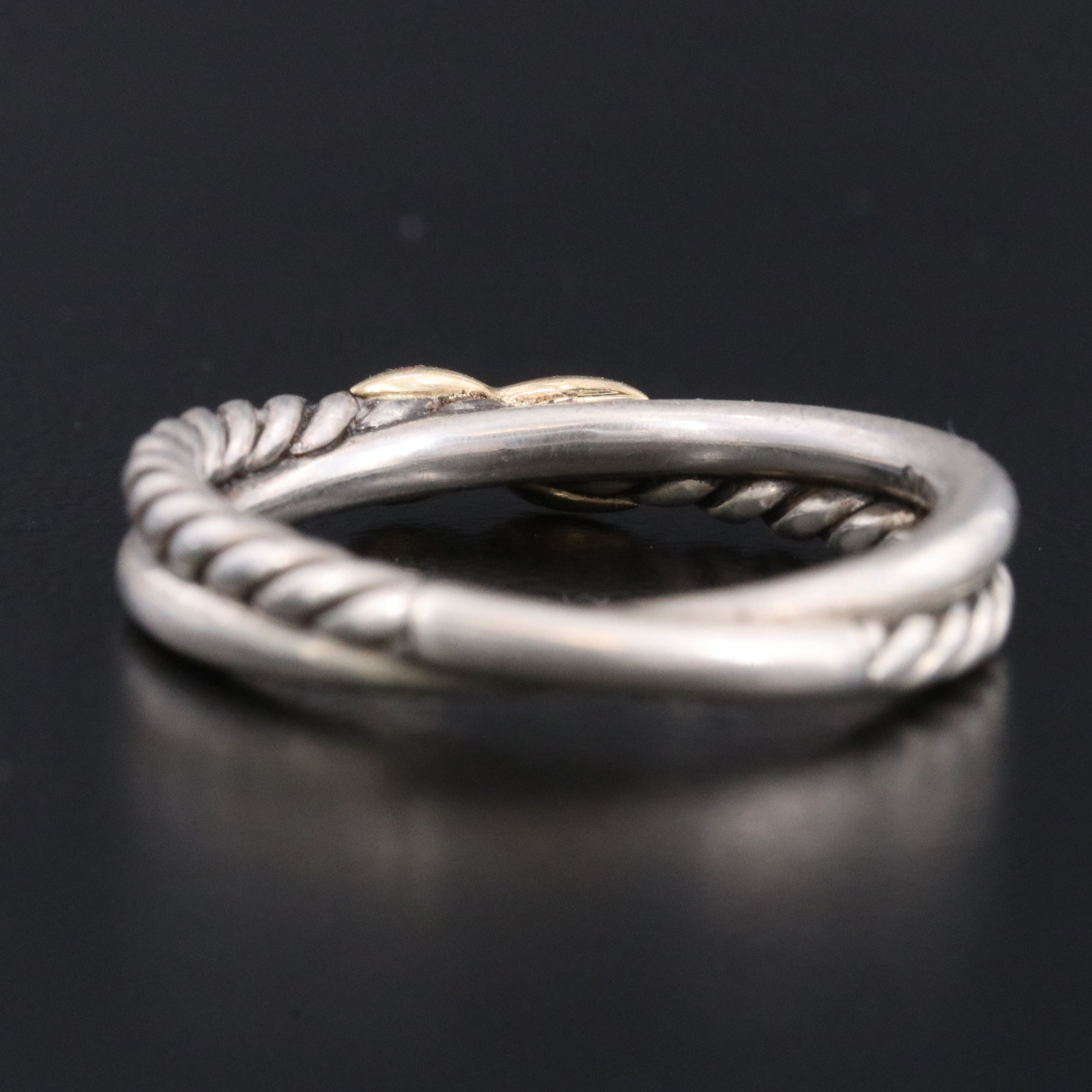 David Yurman Sterling Petite X Crossover Ring with 18K Accent