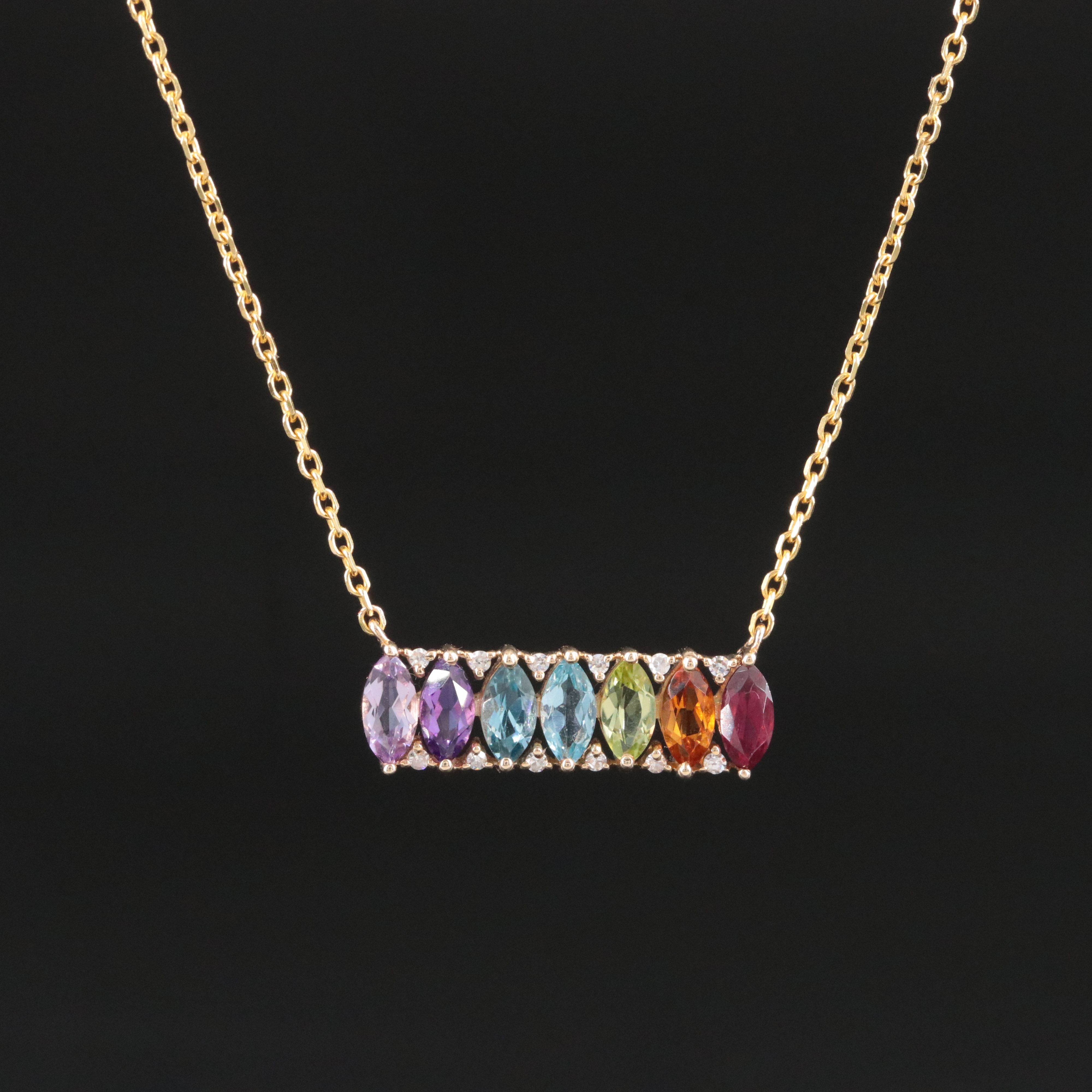 EFFY 14K Gemstone and Diamond Bar Necklace