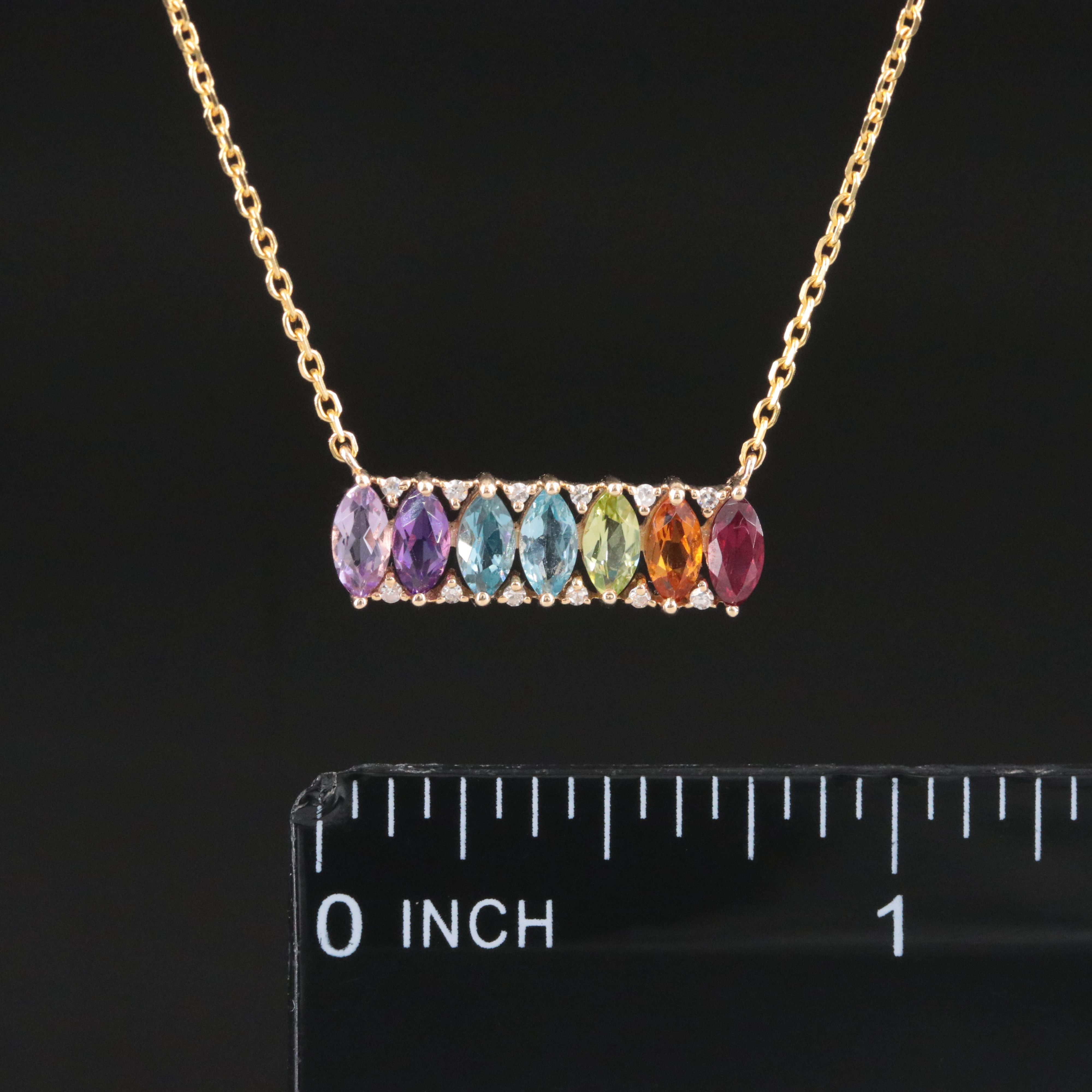 EFFY 14K Gemstone and Diamond Bar Necklace